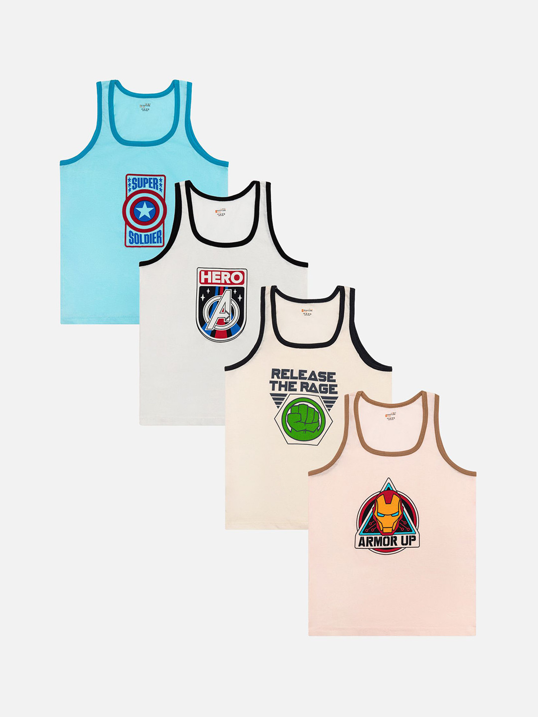 Bodycare Boys Pack Of 4 Assorted Round Neck Sleeveless Innerwear Vests KIA2529-PK004_P4