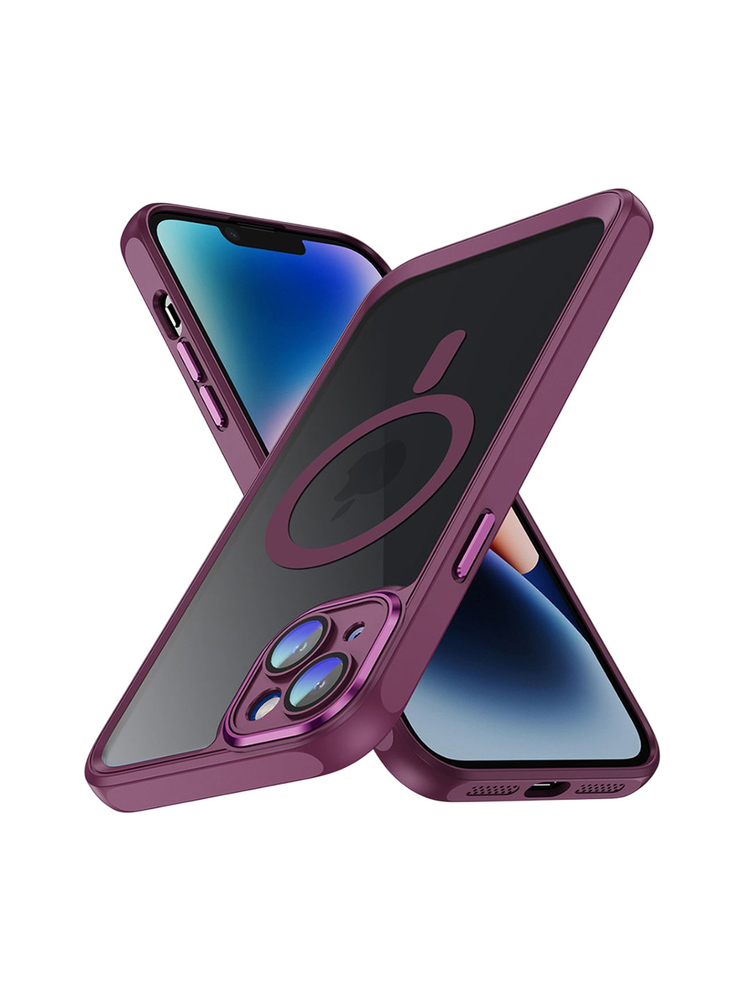 QRIOH iPhone 15 Rose Red Hybrid Clear Case with Magsafe