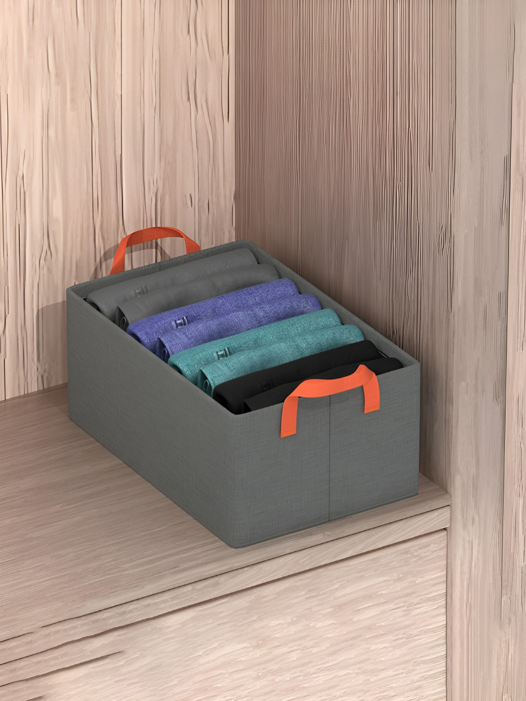 Aura Grey Regular Foldable Wardrobe Cloth Storage Box Drawer Organiser