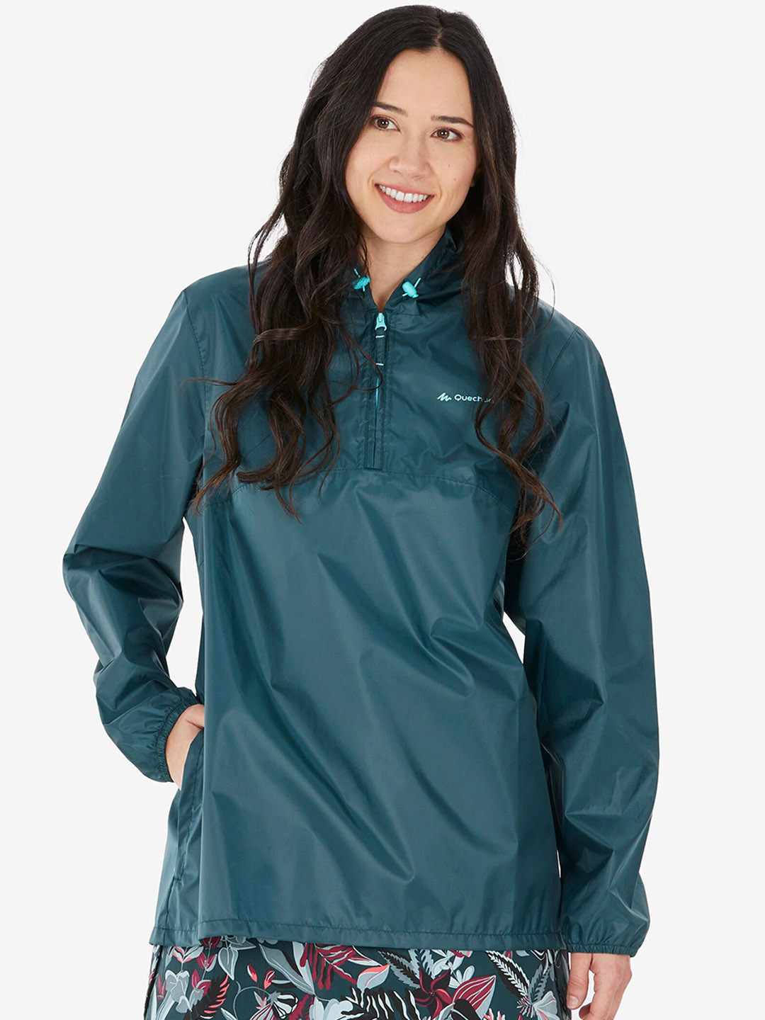 Decathlon QUECHUA - Women Half Zip Foldable Waterproof Raincoat