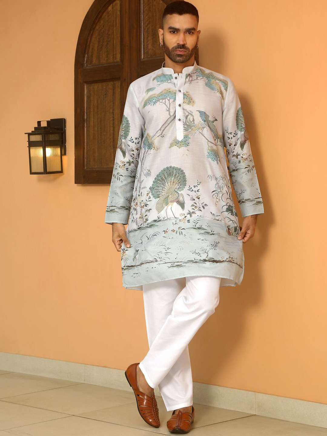 KRAFT INDIA Men Animal Printed Regular Kurta with Pyjamas
