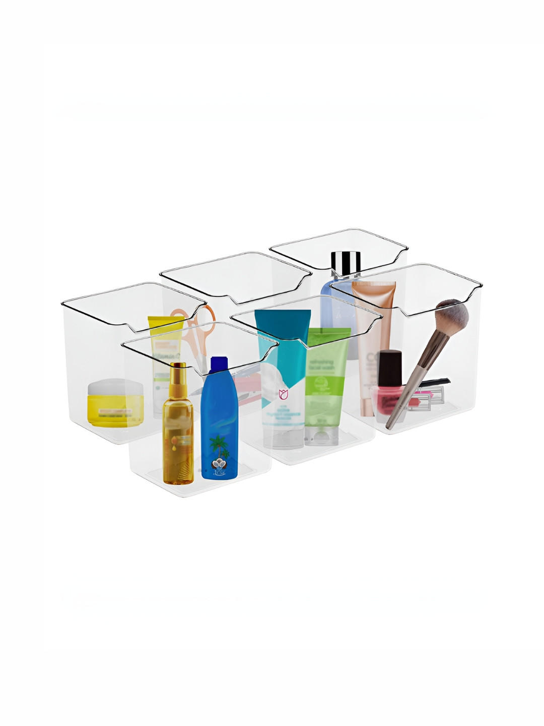 Aura Transparent Set of 6 Regular Cosmetics Vanity Makeup Storage Box Drawer Organiser