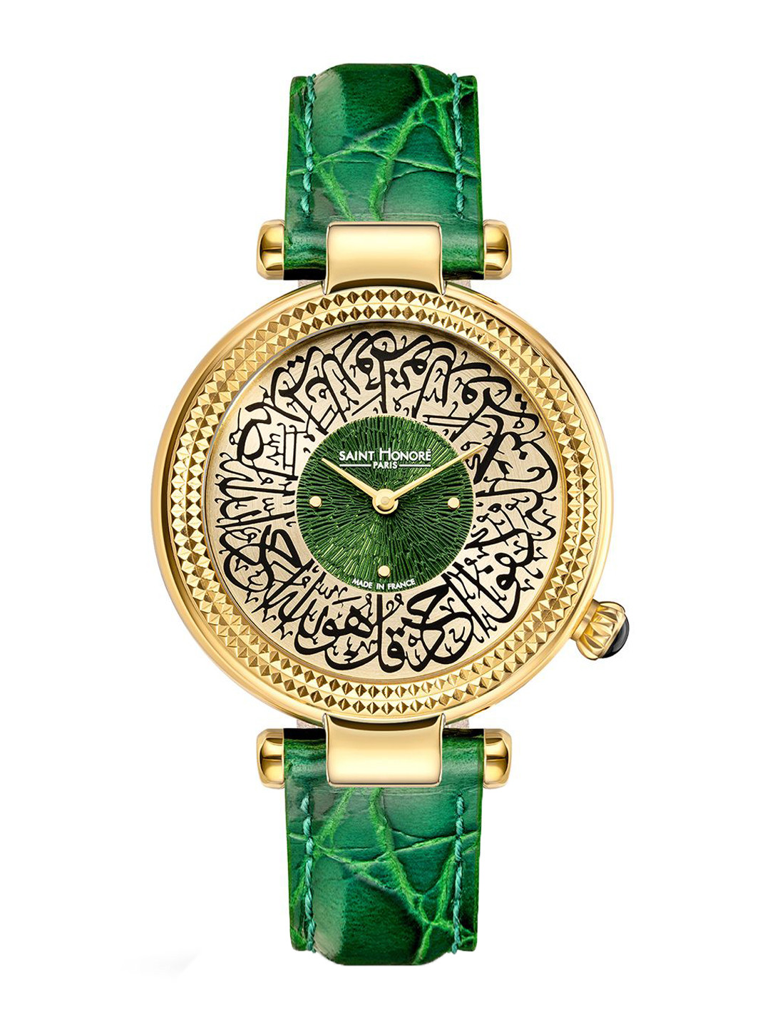 SAINT HONORE PARIS Women Embellished Dial & Leather Textured Straps Analogue Watch AU762021-3TAV