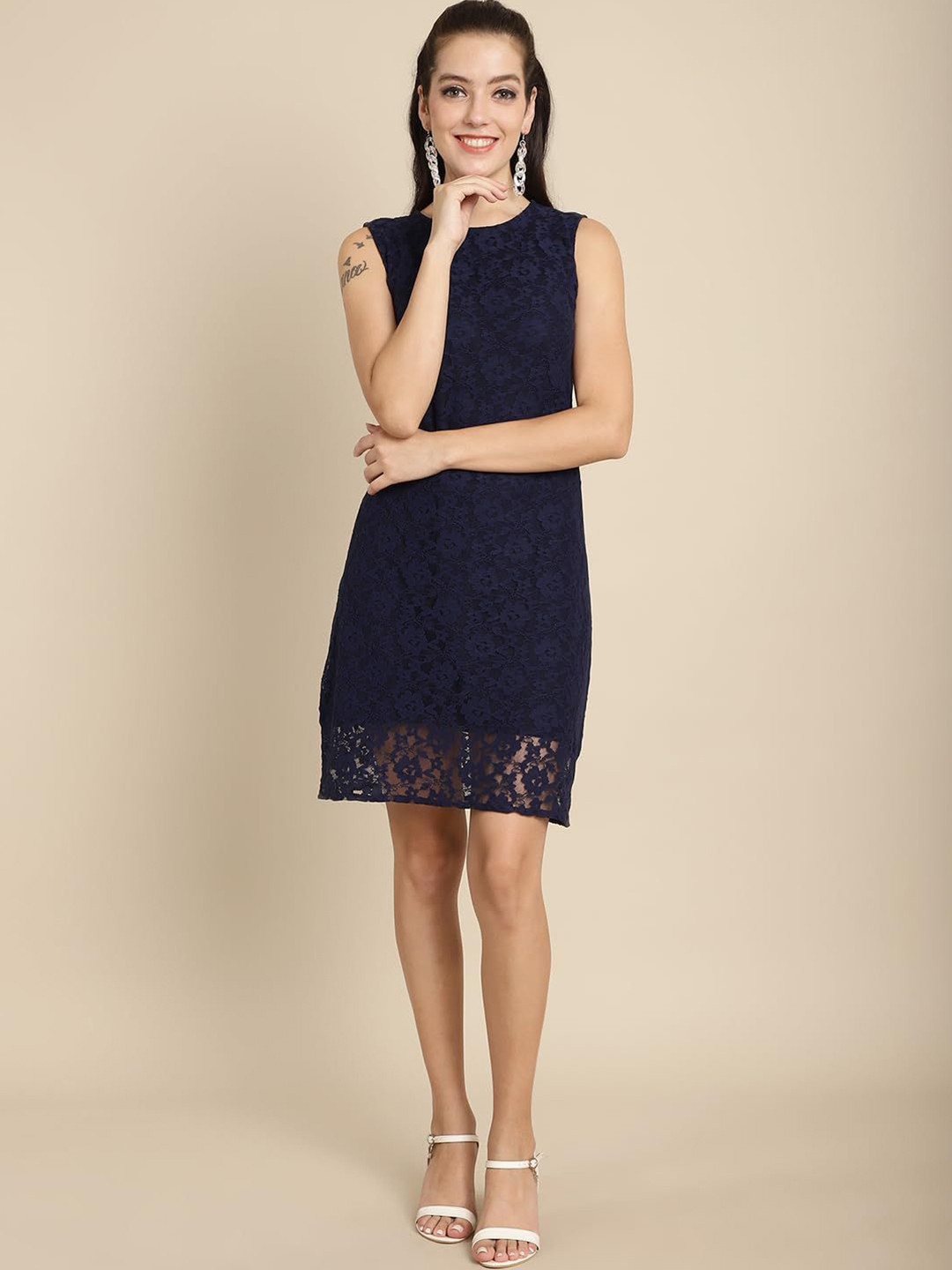 SZN Blue Floral Lace Sheath Dress