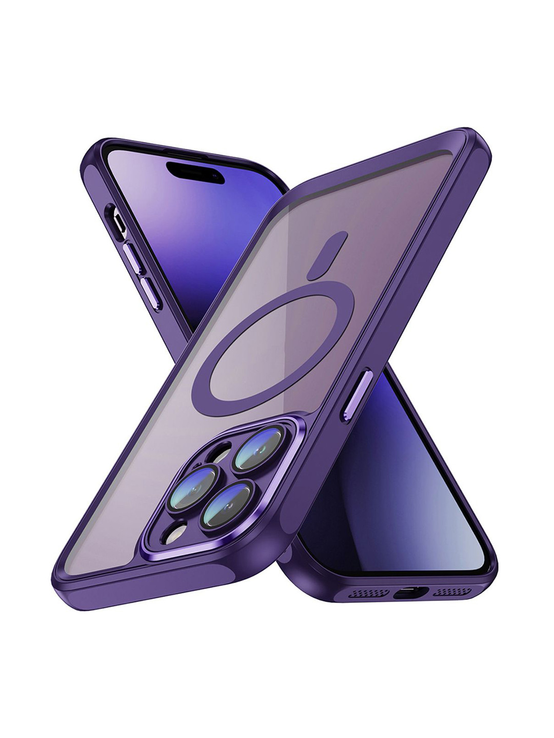 QRIOH iPhone 14 Pro Deep Purple Hybrid Clear Case with Magsafe