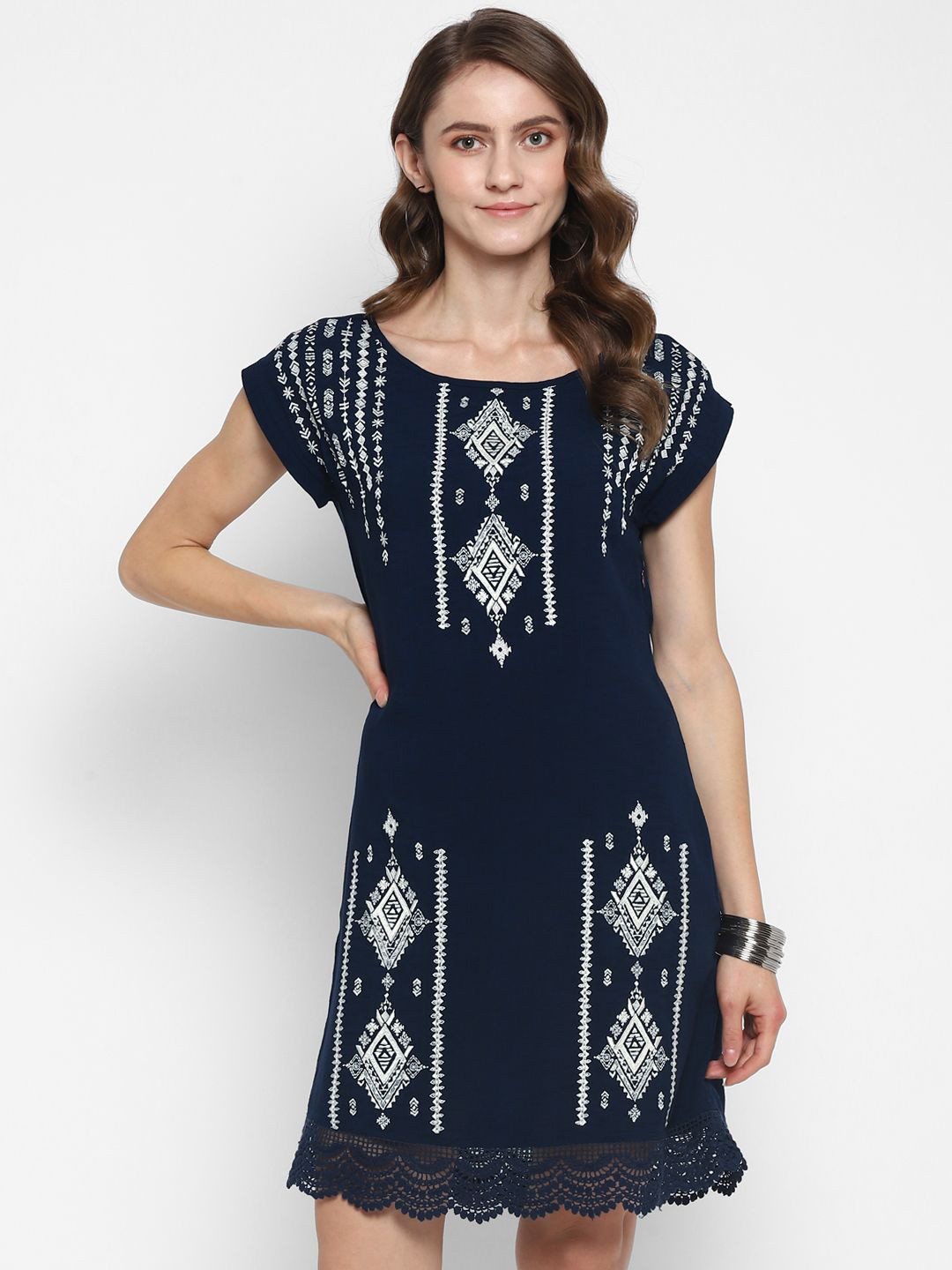 Taurus Ethnic Motifs Embroidered A-Line Dress