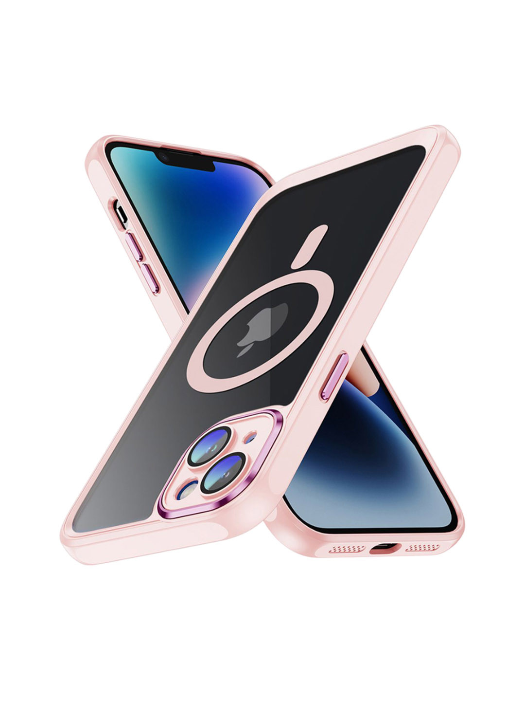 QRIOH iPhone 14 Plus Apricot Hybrid Clear Case with Magsafe