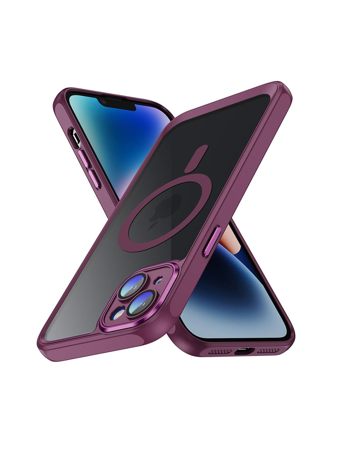 QRIOH iPhone 14 Rose Red Hybrid Clear Case with Magsafe