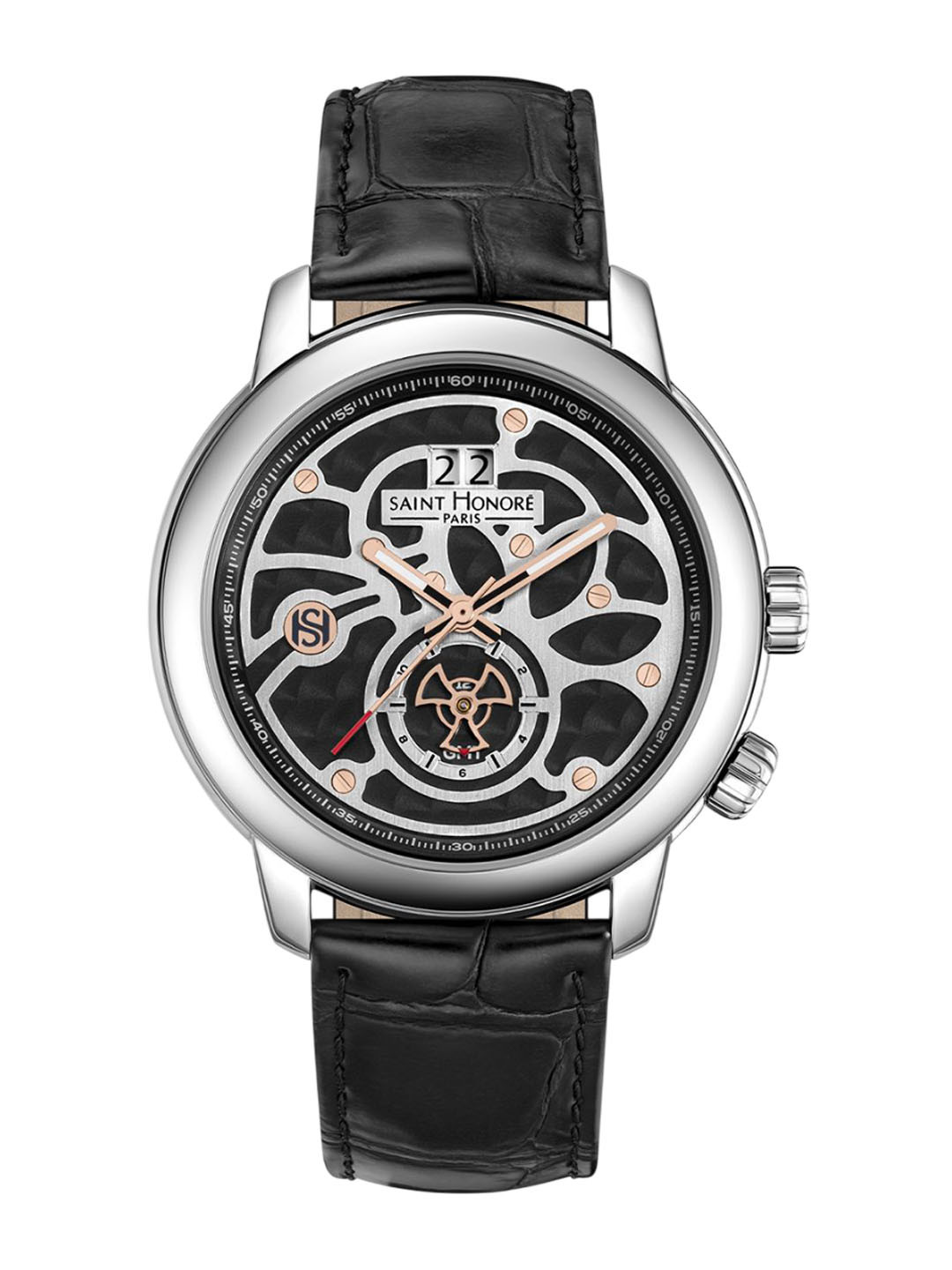 SAINT HONORE PARIS Men Skeleton Dial & Leather Straps Analogue Watch OR867040-1LGIN