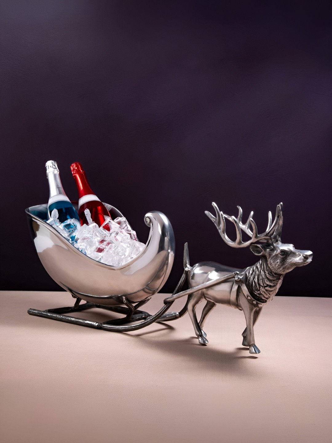 giBOX Reindeer Carriage Silver-toned Liquor Ice Bucket