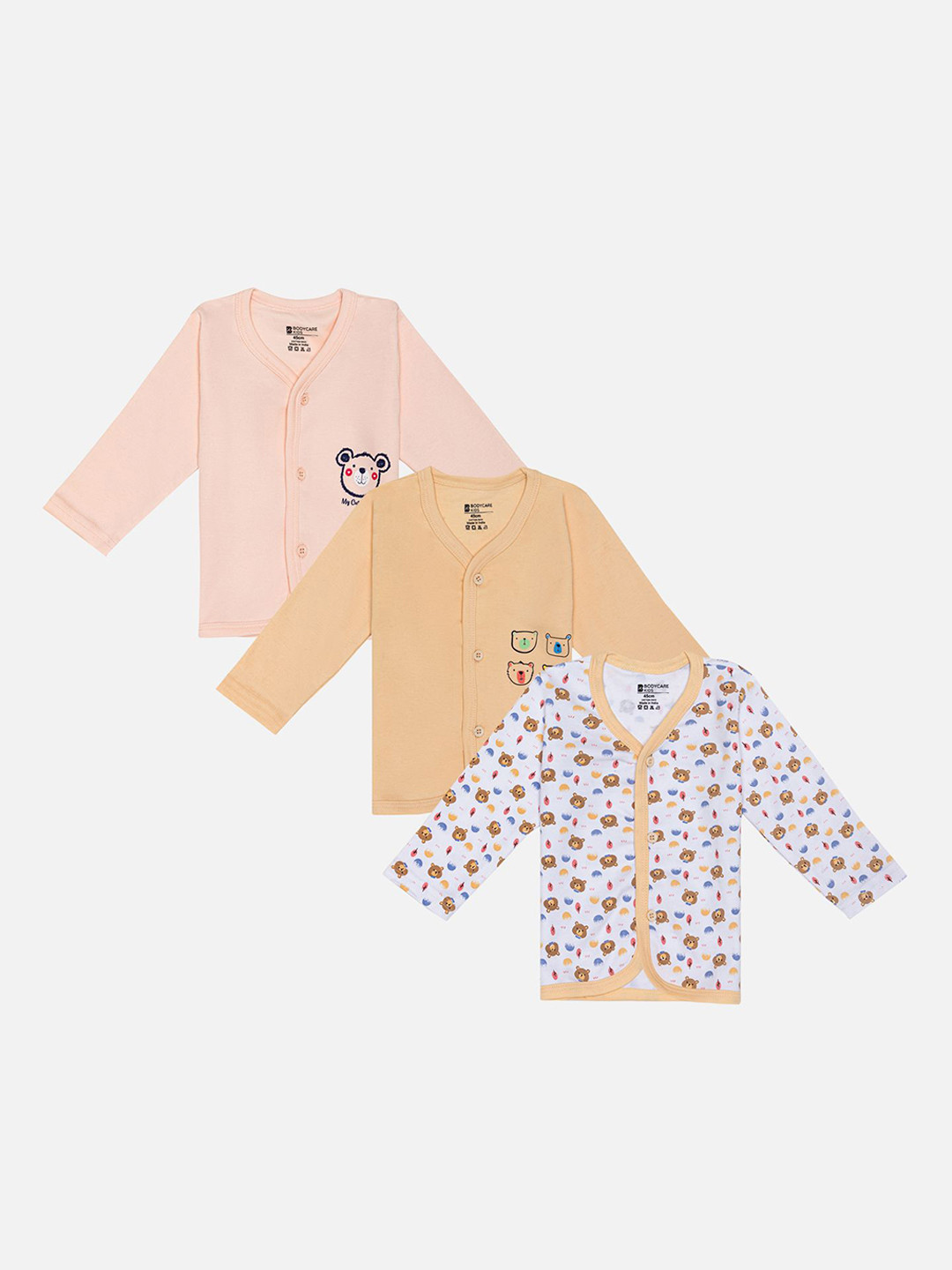 Bodycare Infant Boys Pack Of 3 Assorted Front Opne Innerwear Vests IIBSR3180-PK001