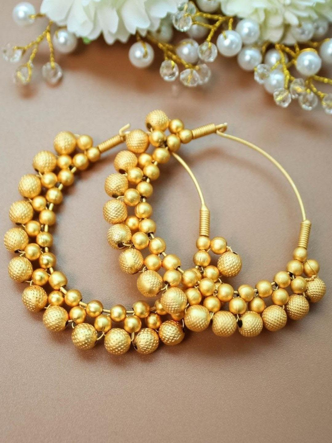 House of Pataudi Gold Plated Stylish Fancy Causal Wear Hoops Earrings