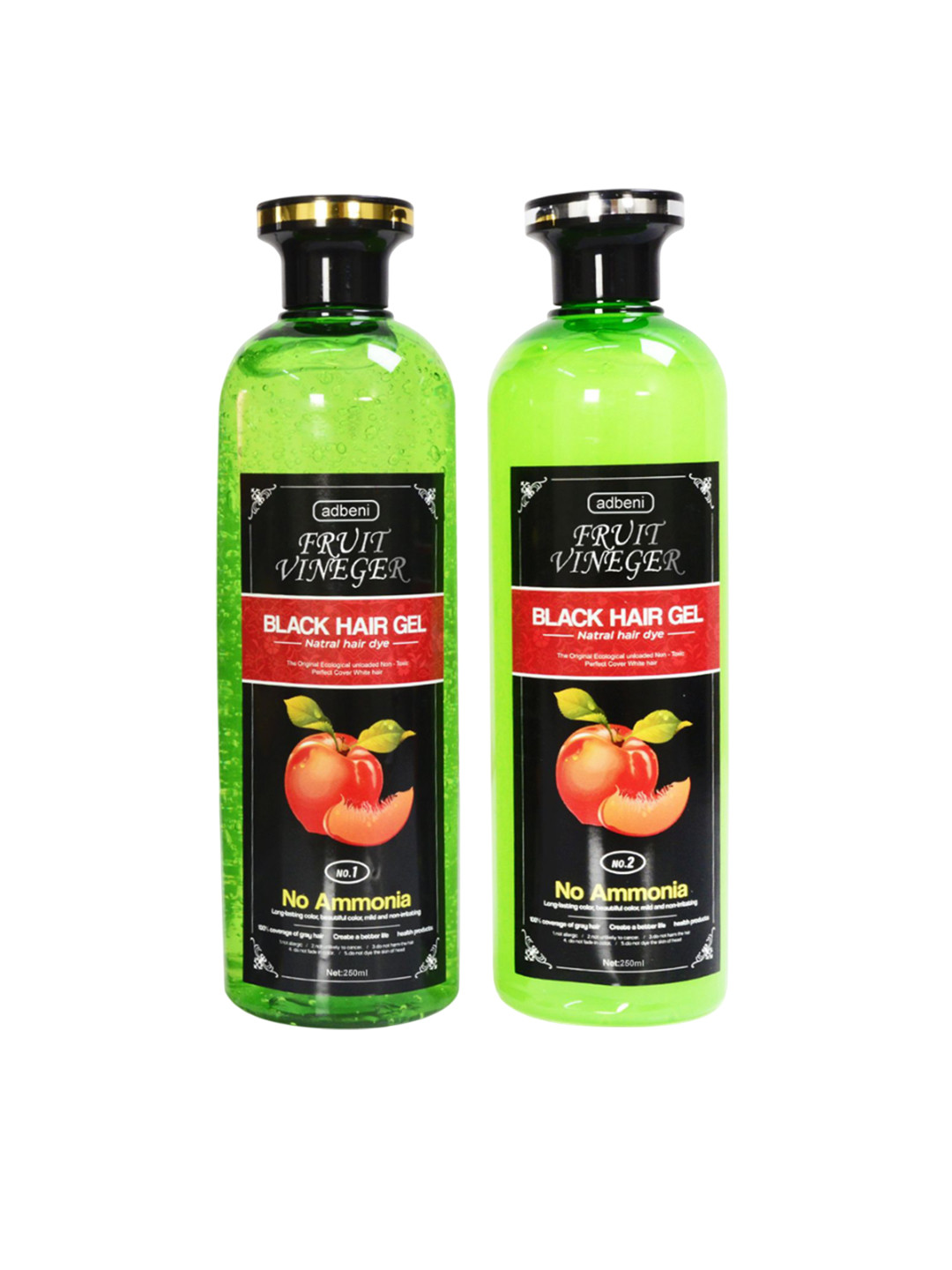 Adbeni Set Of 2 Fruit Vinegar Hair Color Gel - 250 ml Each- Black