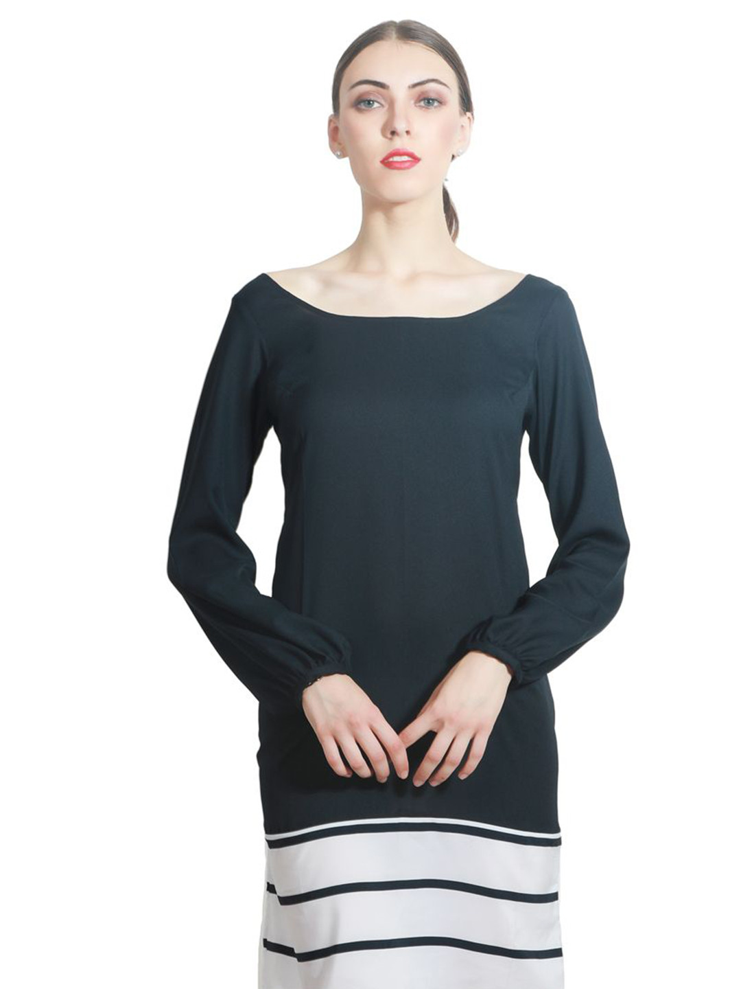 DELIS Striped Georgette A-Line Dress
