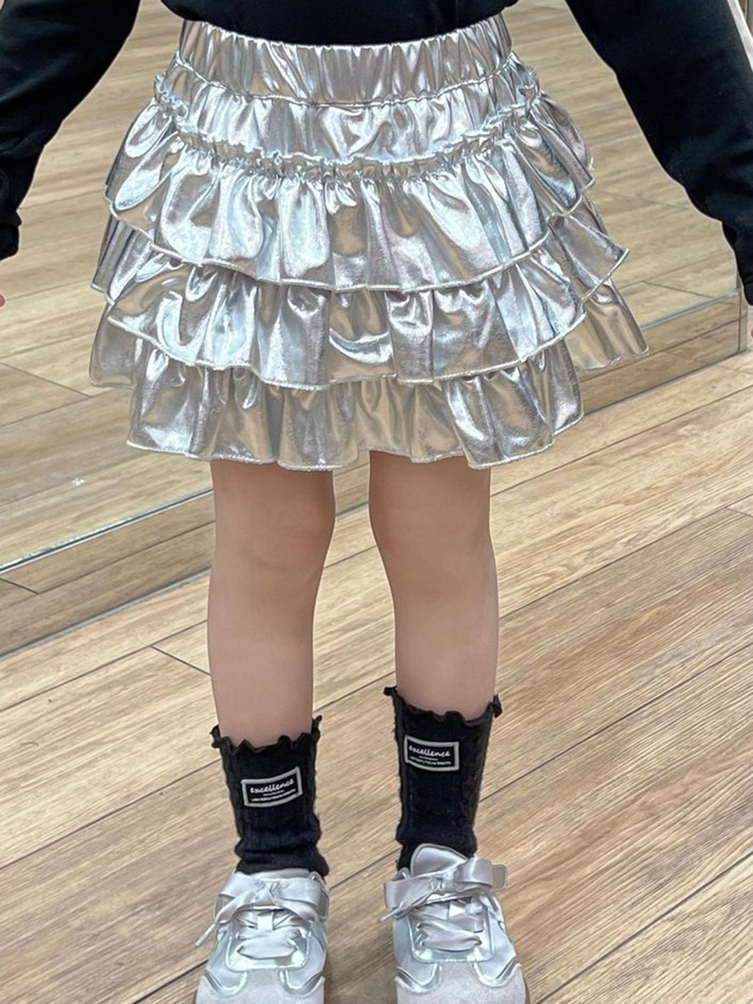 LULU & SKY Metallic Tiered Mini Skirt