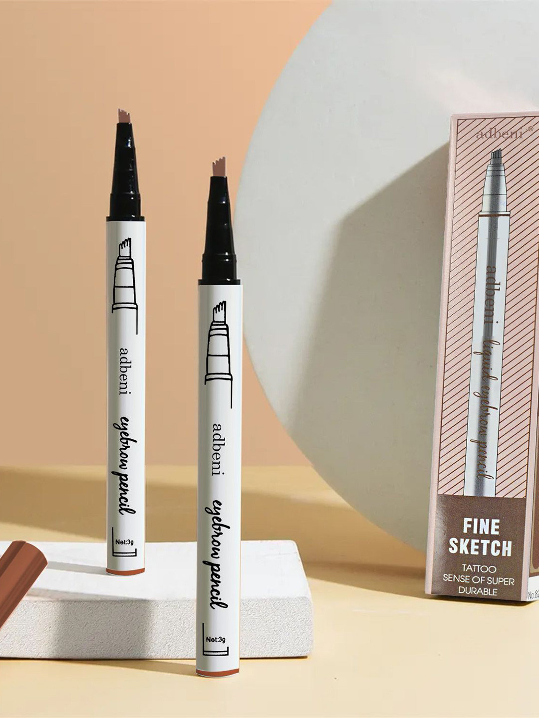 Adbeni 4 Tip Microblade Waterproof & Smudge Proof Eyebrow Pencil- 3 g- Dark Brown