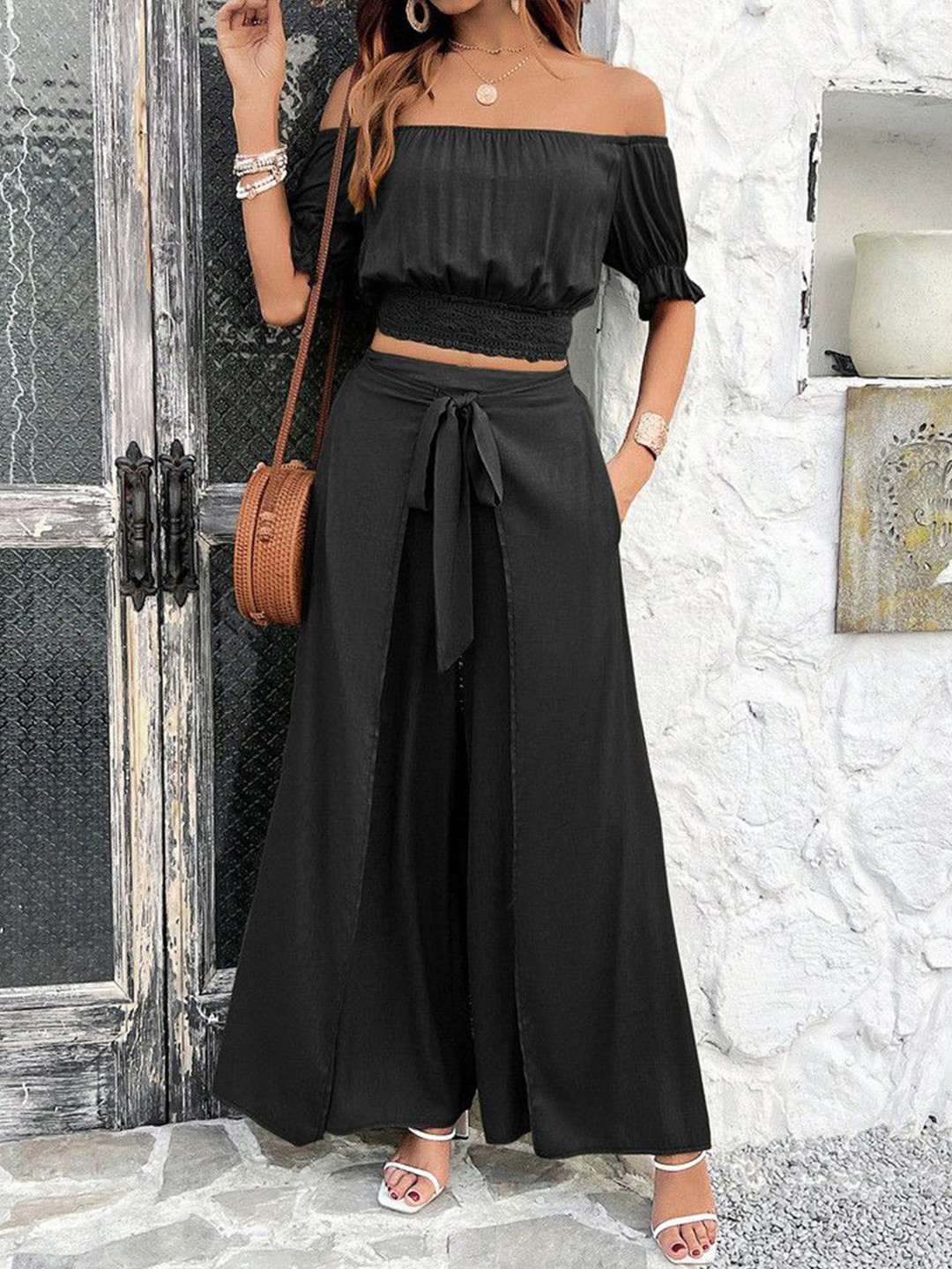 Routes by All About You Off Shoulder Top With Trousers Co-Ords