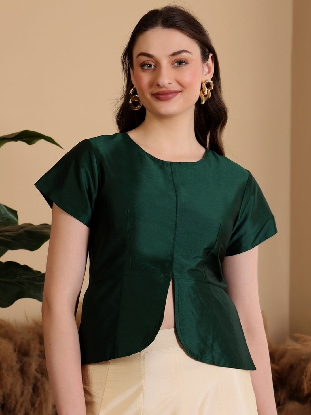 Frolic Rolic Round Neck Short Sleeves Saree Blouse