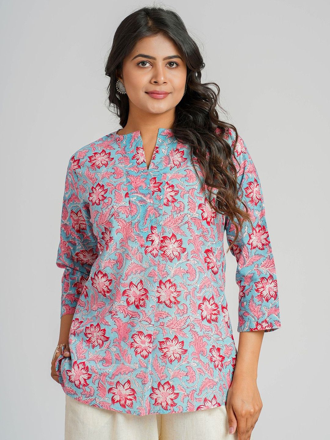 Cotton Curio Pure Cotton Block Printed Short Kurti