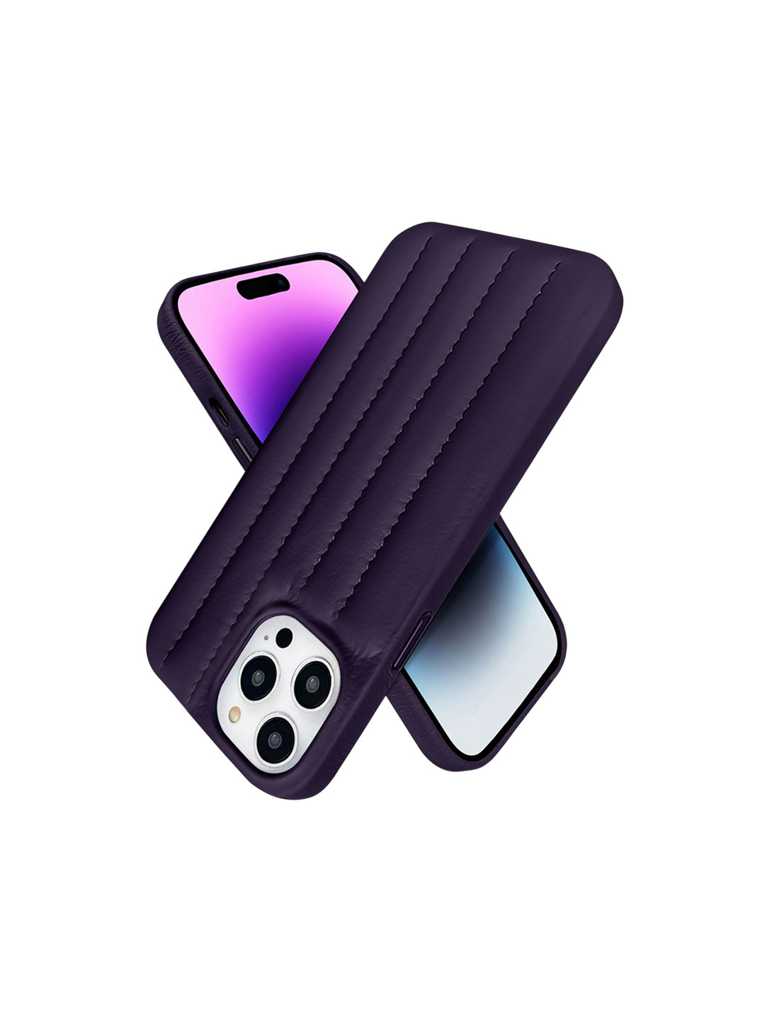 QRIOH iPhone 14 Pro Max Dark Cherry Stitch Leather Case