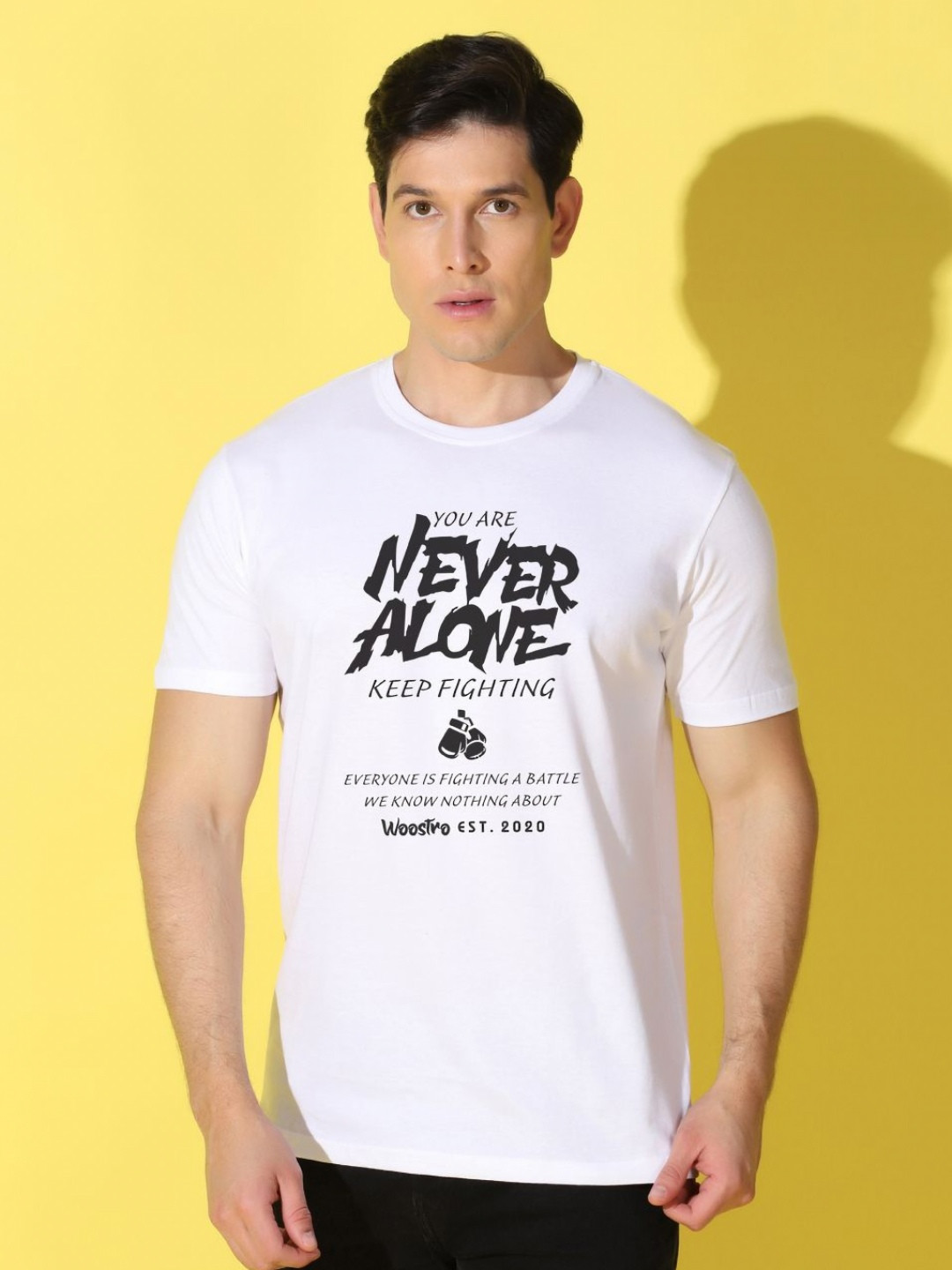 WOOSTRO Men Typography Printed Regular Fit T-shirt