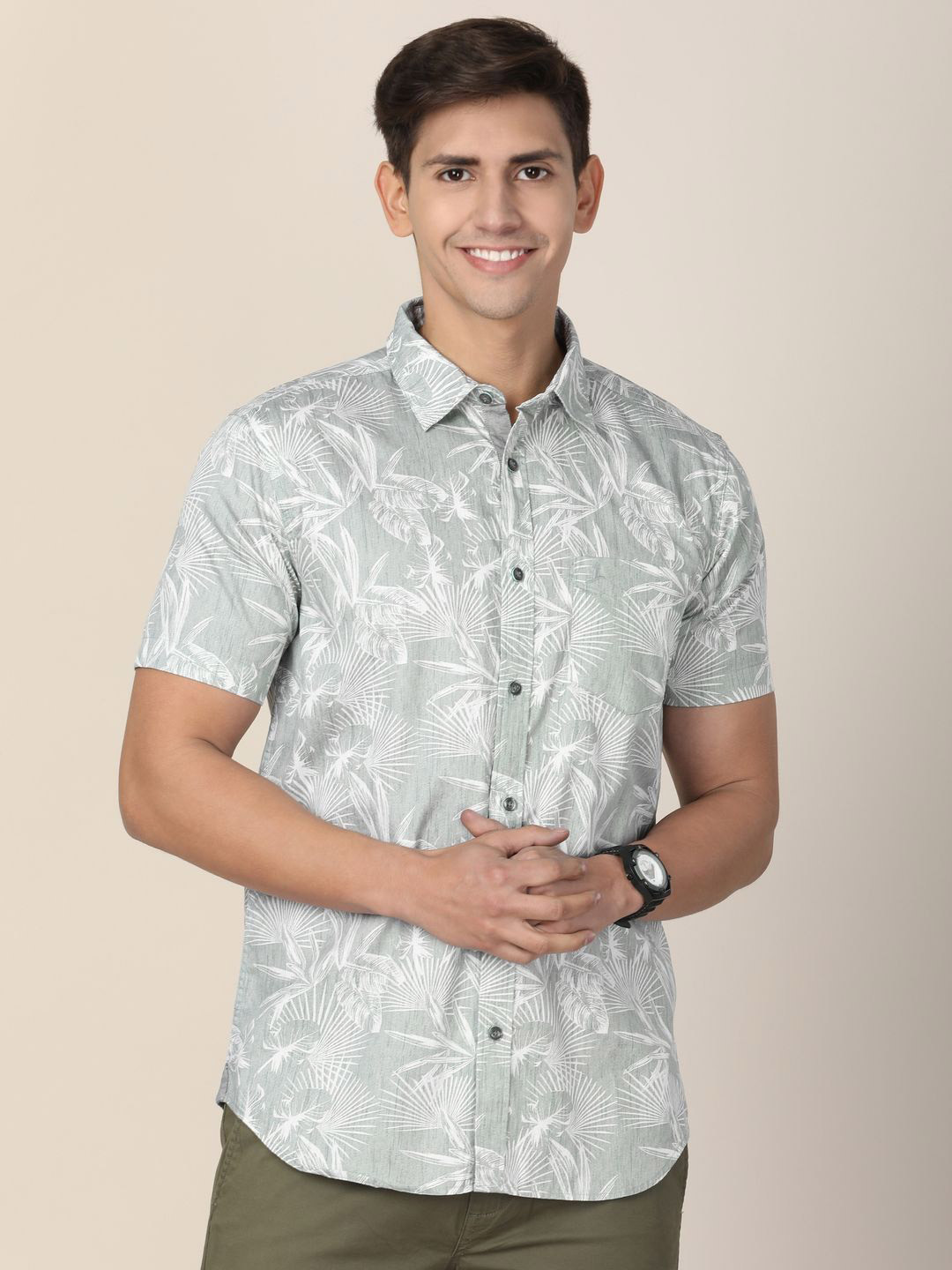 MERCHANT MARINE Men Standard Slim Fit Sheer Printed Casual Shirt