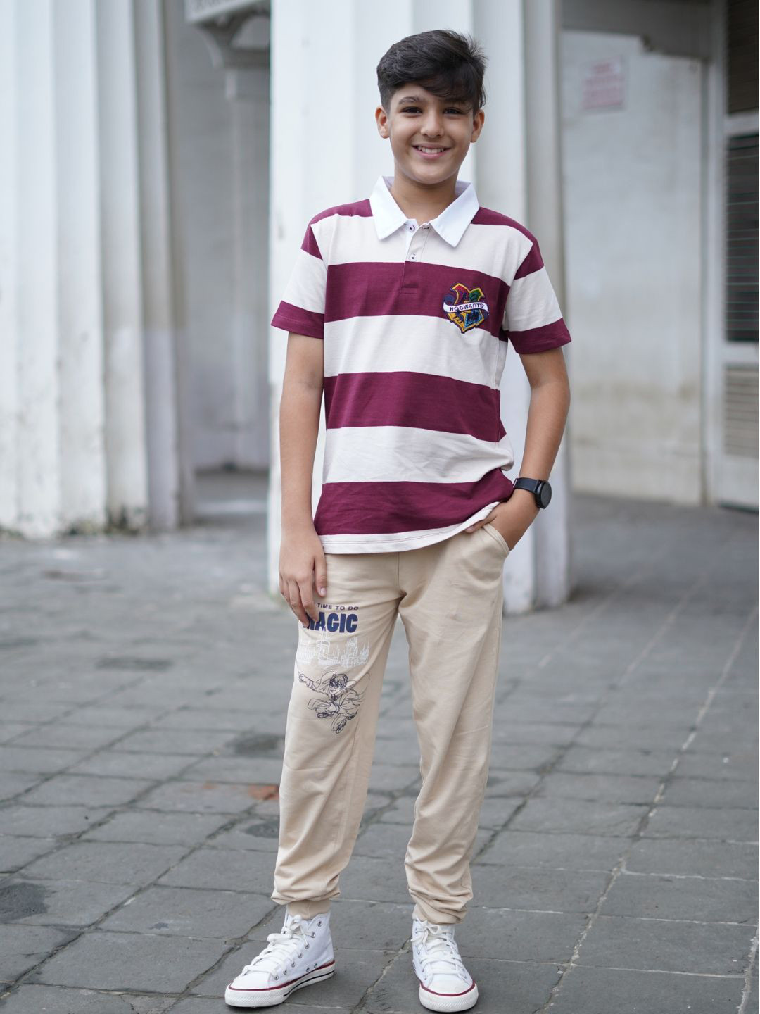 Nap Chief Kids Unisex Harry Potter Hogwarts Polo Collar Pure Cotton T-shirt & Joggers