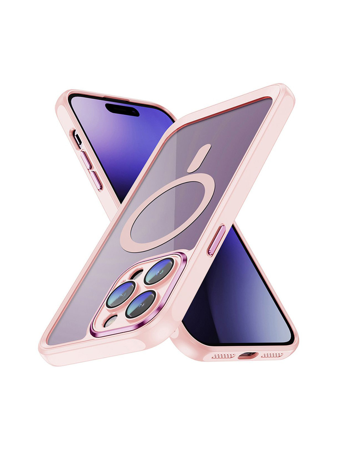 QRIOH iPhone 15 Pro Apricot Hybrid Clear Case with Magsafe