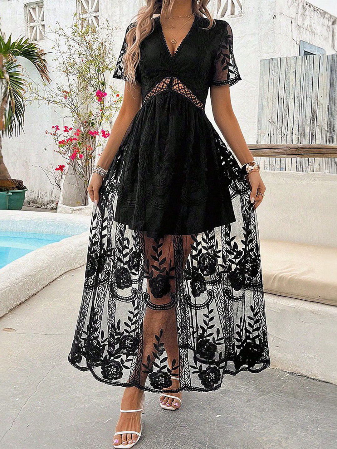 bebe Fit & Flare Midi Dress