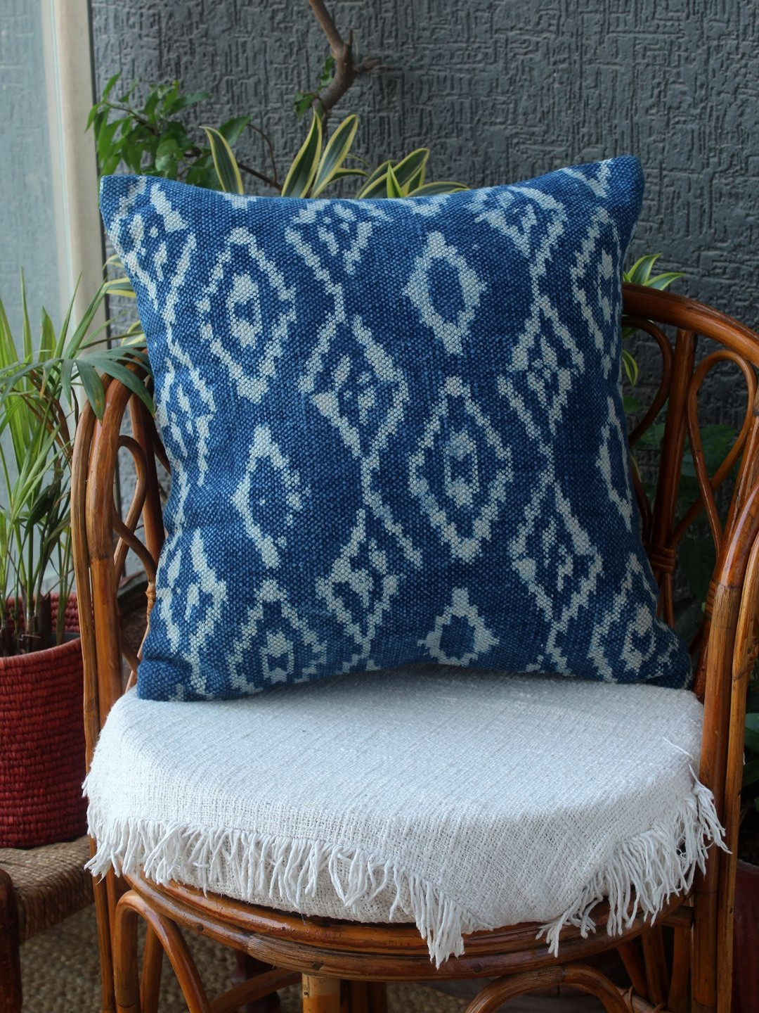 Weaves of Tradition Blue & White Ethnic Motifs Square Cushion Covers