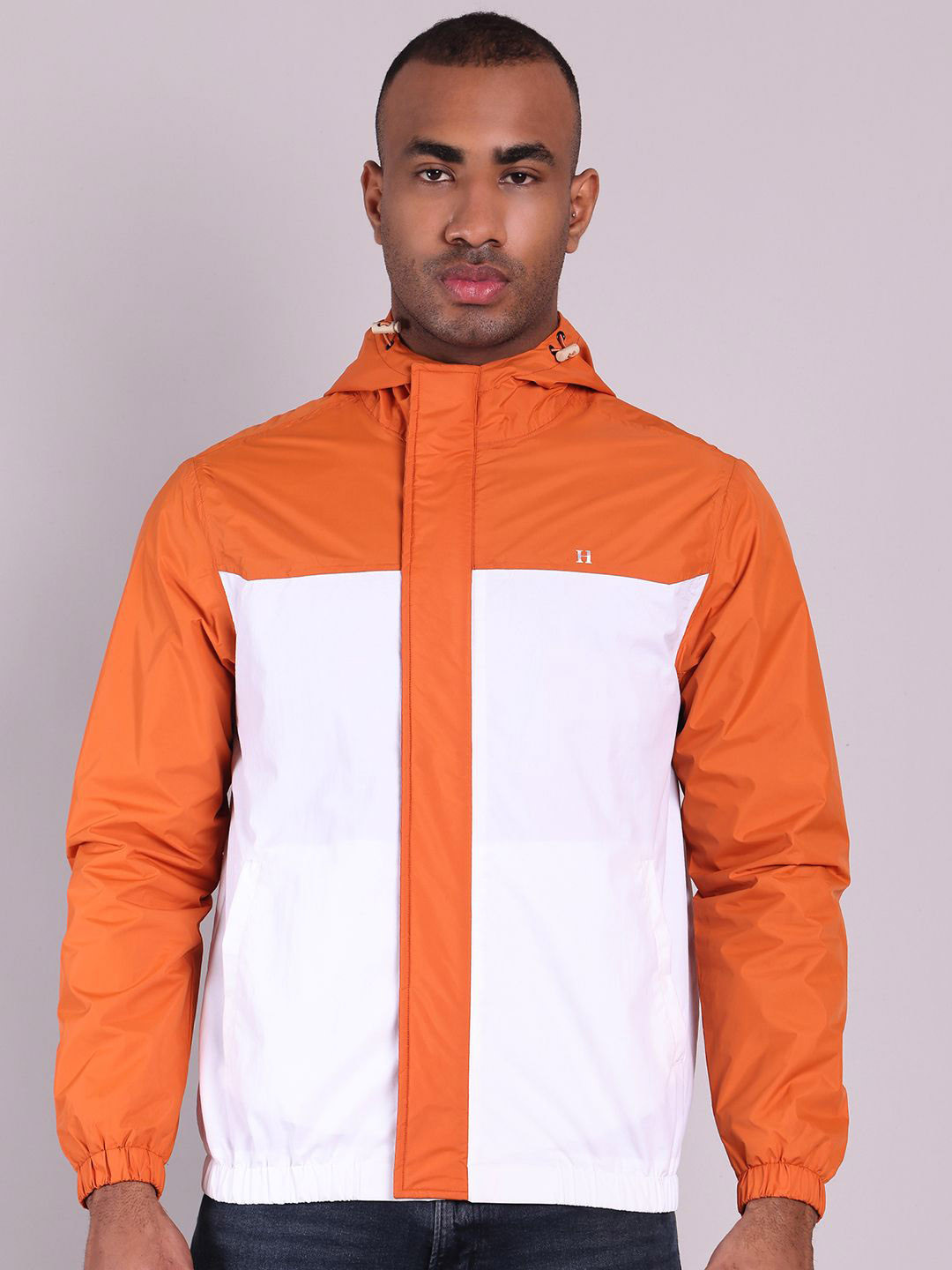 HOUSE OF VEDAS Color Blocked Waterproof Hooded Rain Jacket