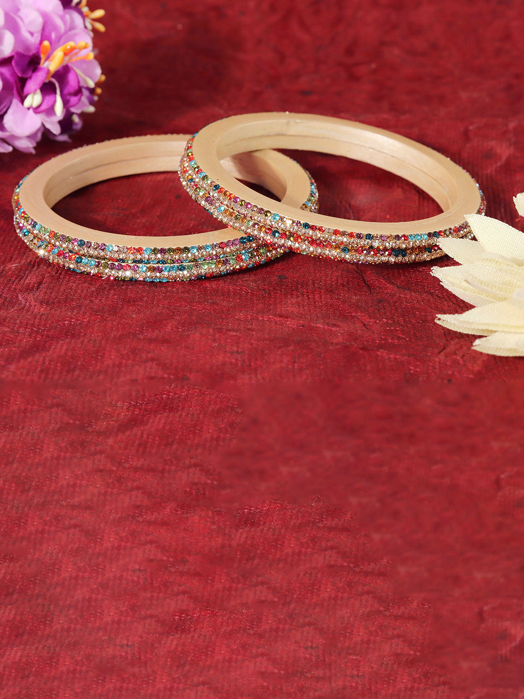 ZULKA Lac Set Of 8 kada Zircon Diamond -Studded Bangles