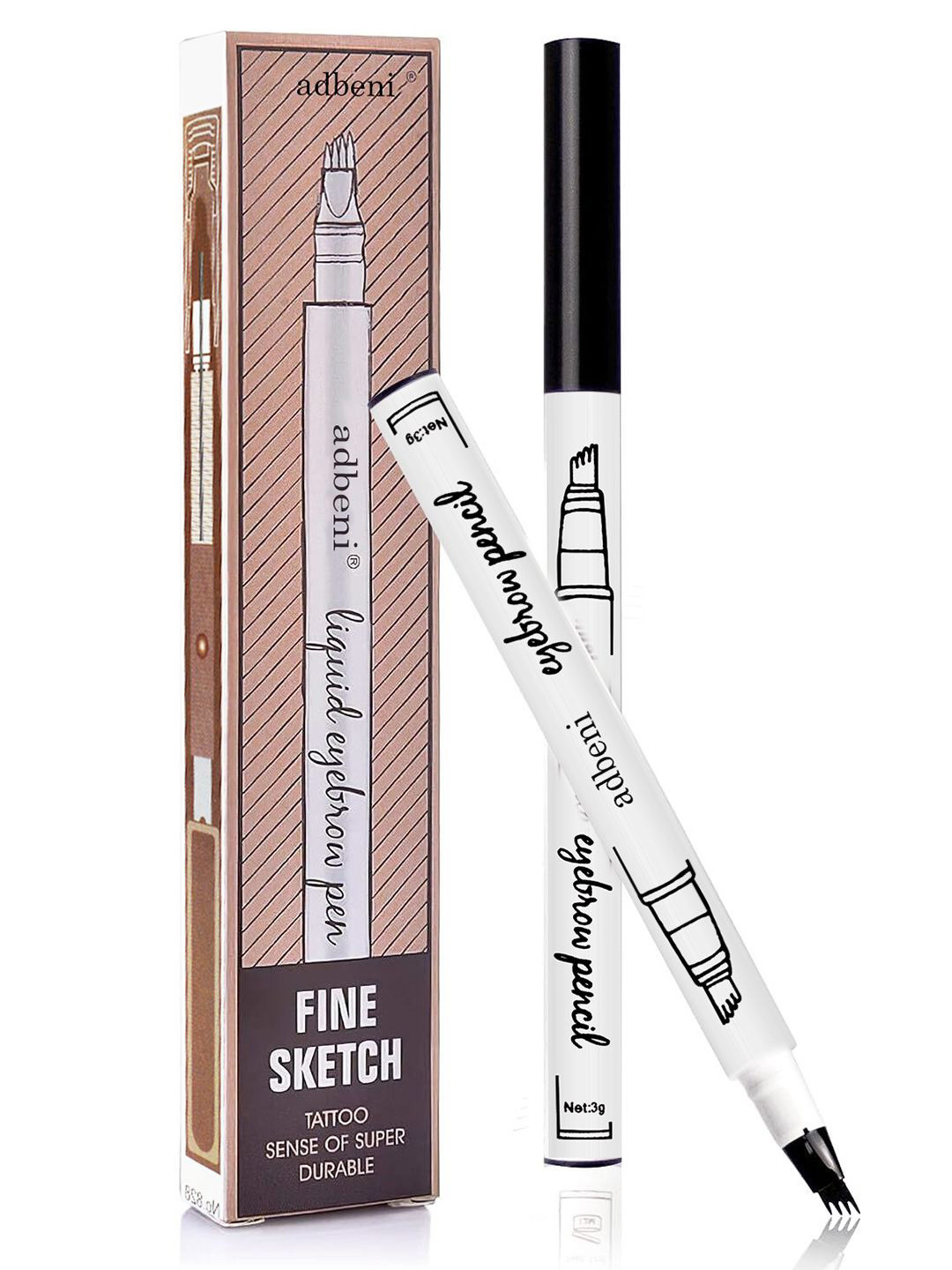 Adbeni 4 Tip Microblade Waterproof Eyebrow Pen- 3 g- Black