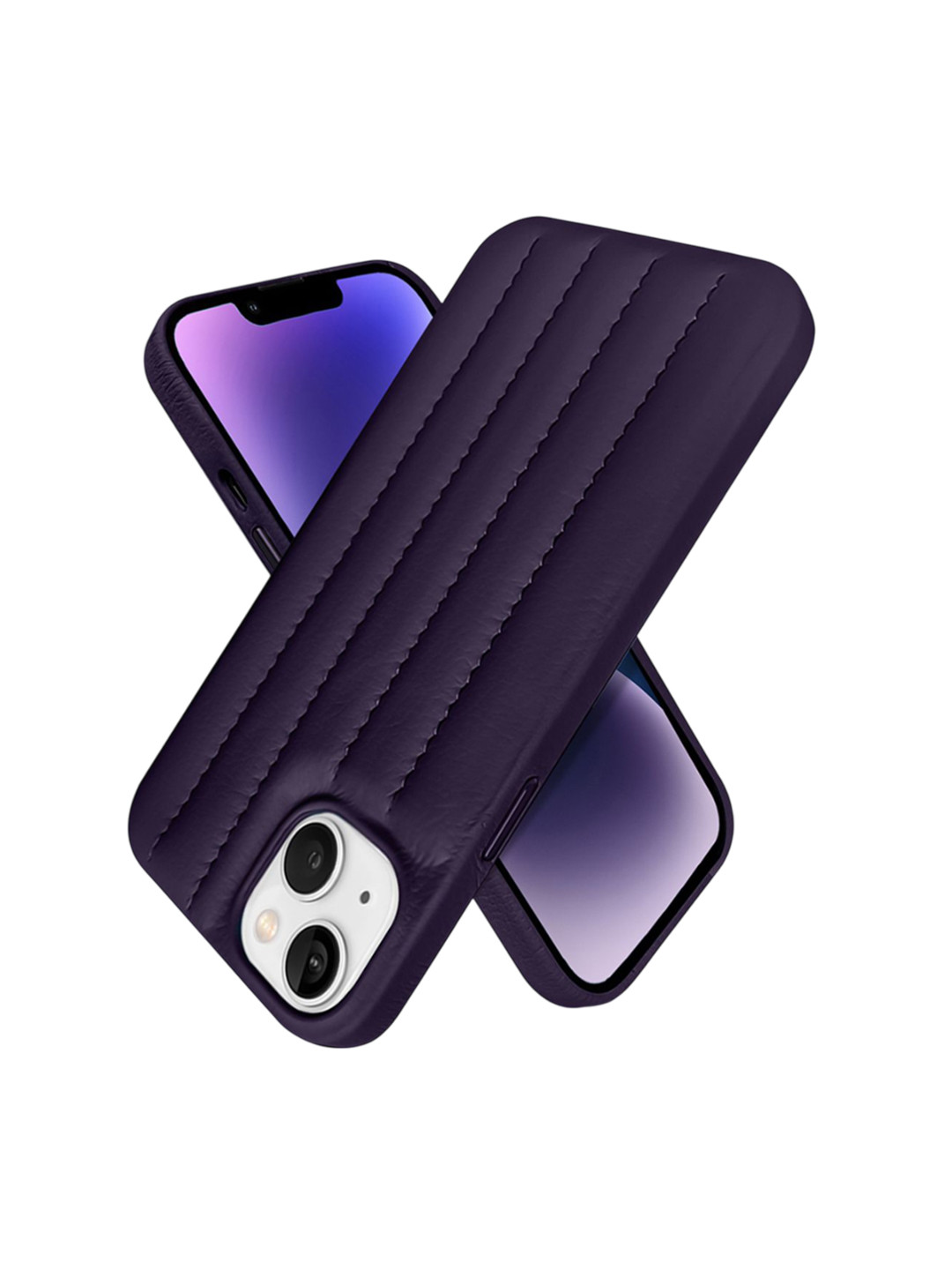 QRIOH iPhone 14 Dark Cherry Stitch Leather Case