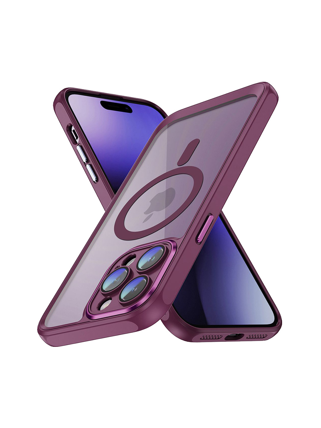 QRIOH iPhone 15 Pro Rose Red Hybrid Clear Case with Magsafe