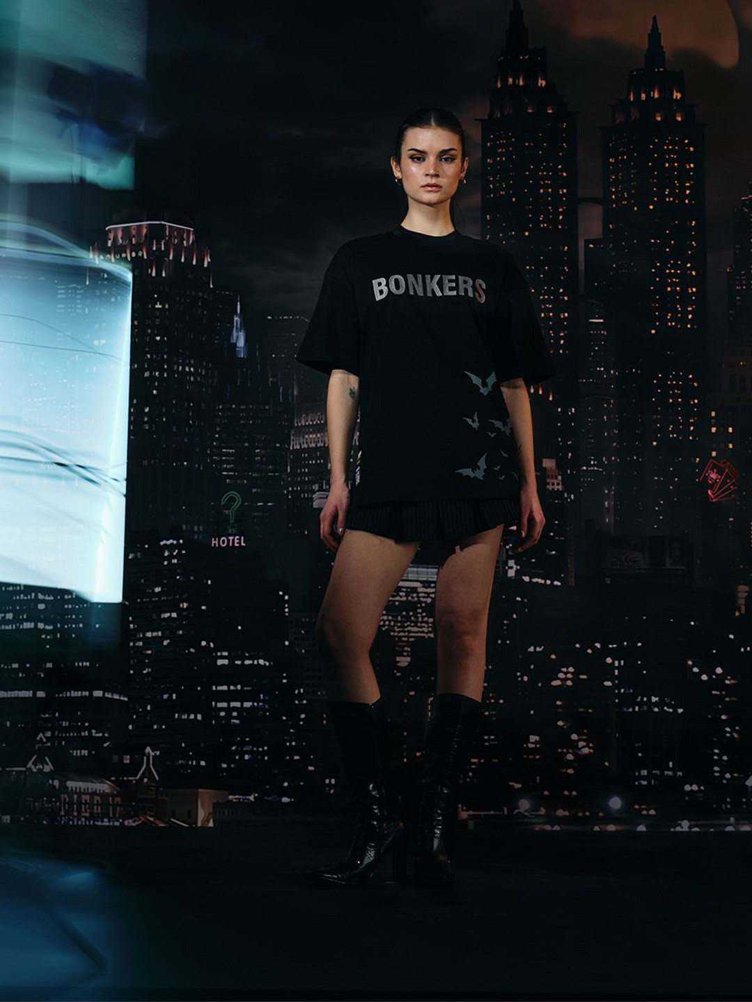 Bonkers Corner Women Batman Printed  Oversized T-shirt