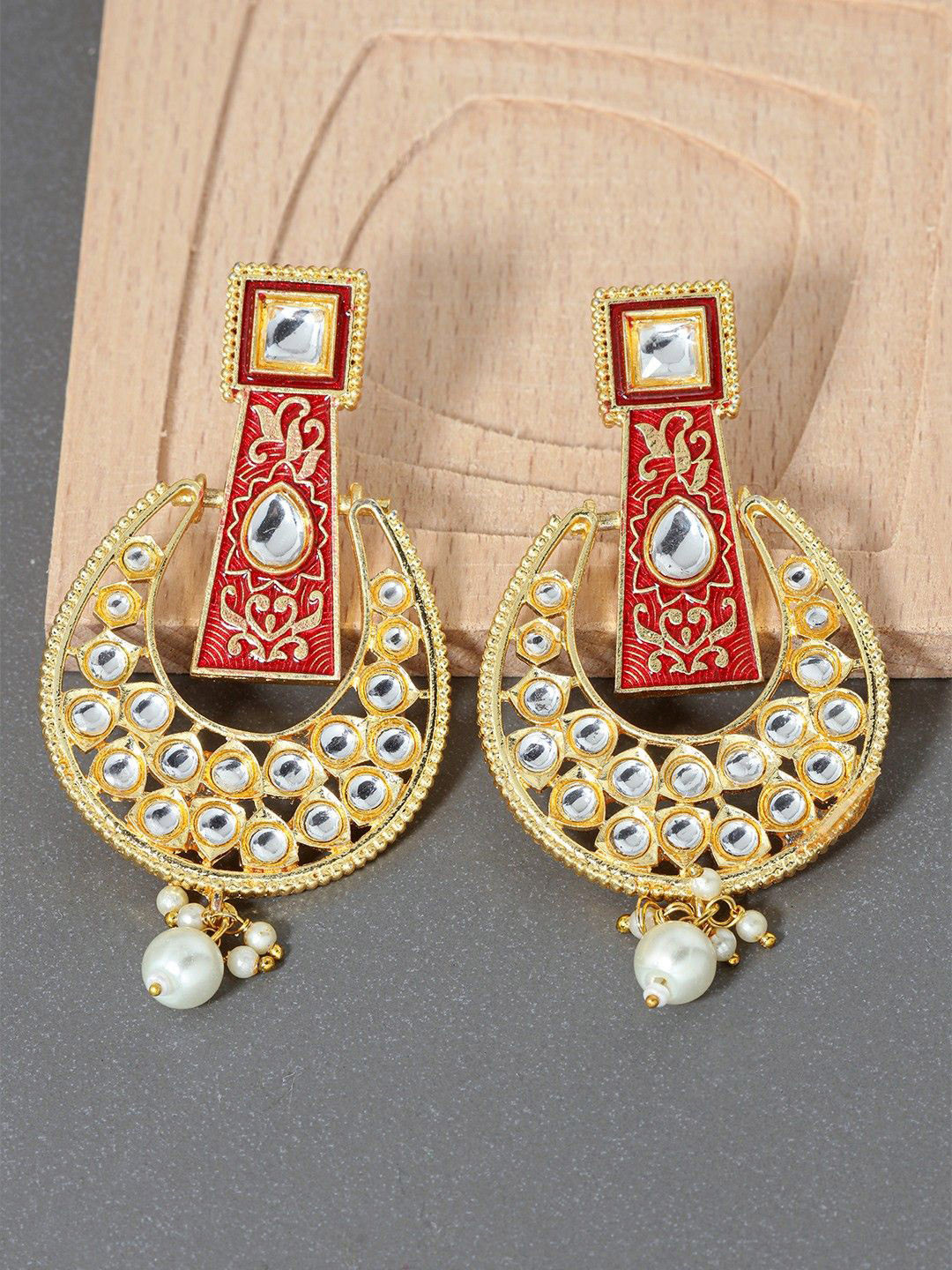 House of Pataudi Gold Plated Kundan Studded Dangler Earrings