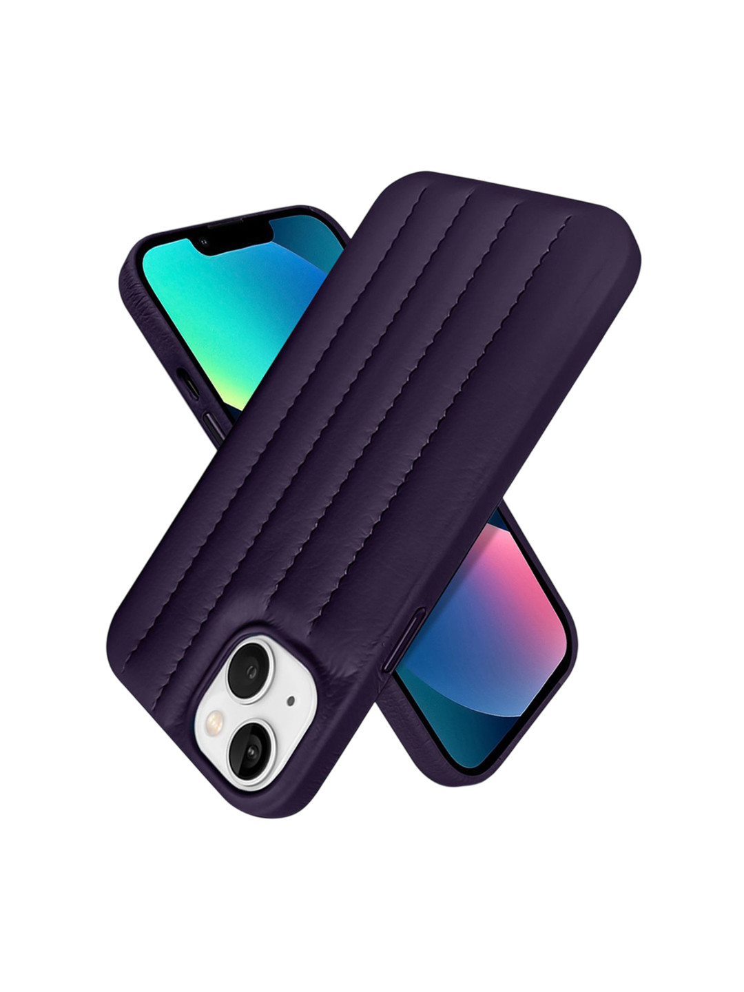 QRIOH iPhone 13 Dark Cherry Stitch Leather Case