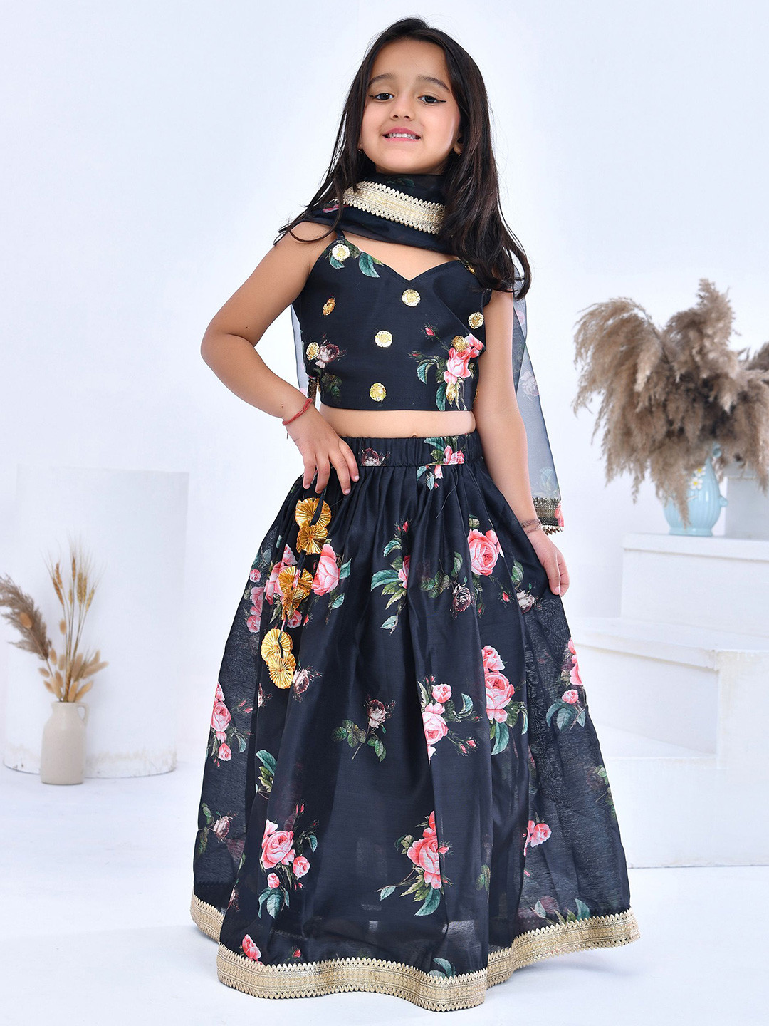 Bannhi by Priyanka Rathore  Girls Printed Sequinned Ready to Wear Lehenga & Blouse With Dupatta