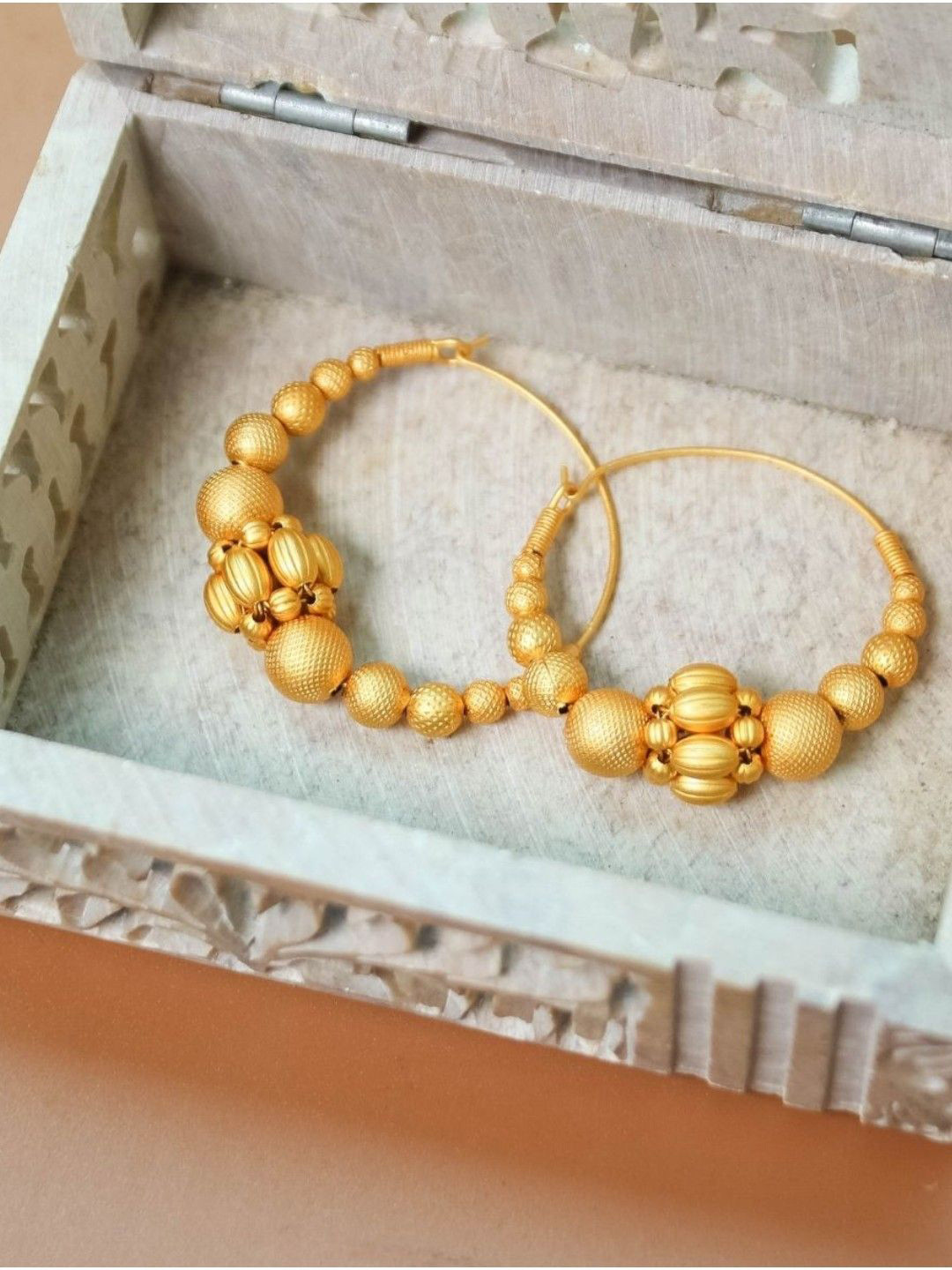 House of Pataudi Gold Plated Stylish Causal Wear Hoop Earrings