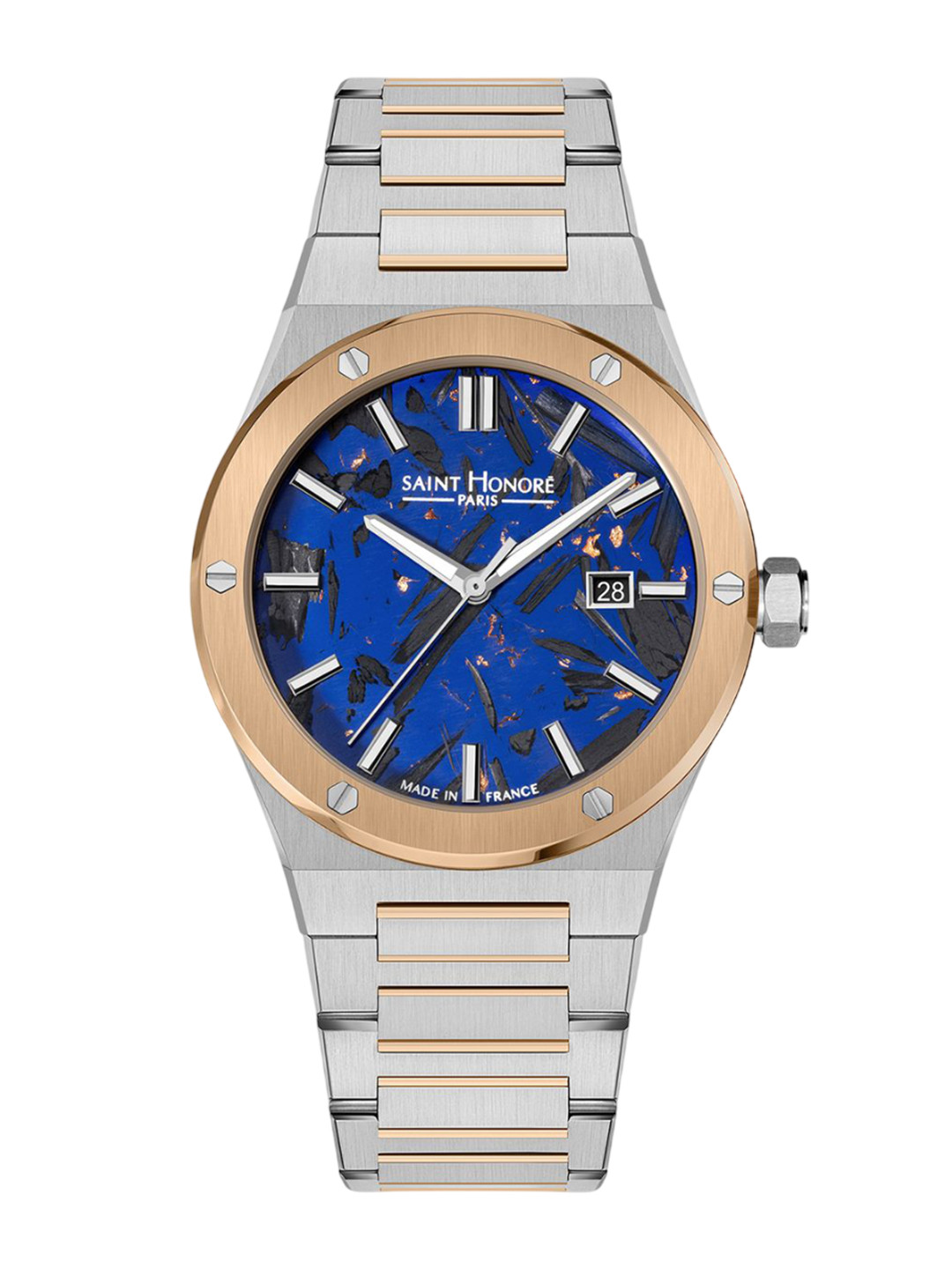 SAINT HONORE PARIS Men Mother of Pearl Dial & Leather Bracelet Style Straps Analogue Watch NH866125-6DFCIR