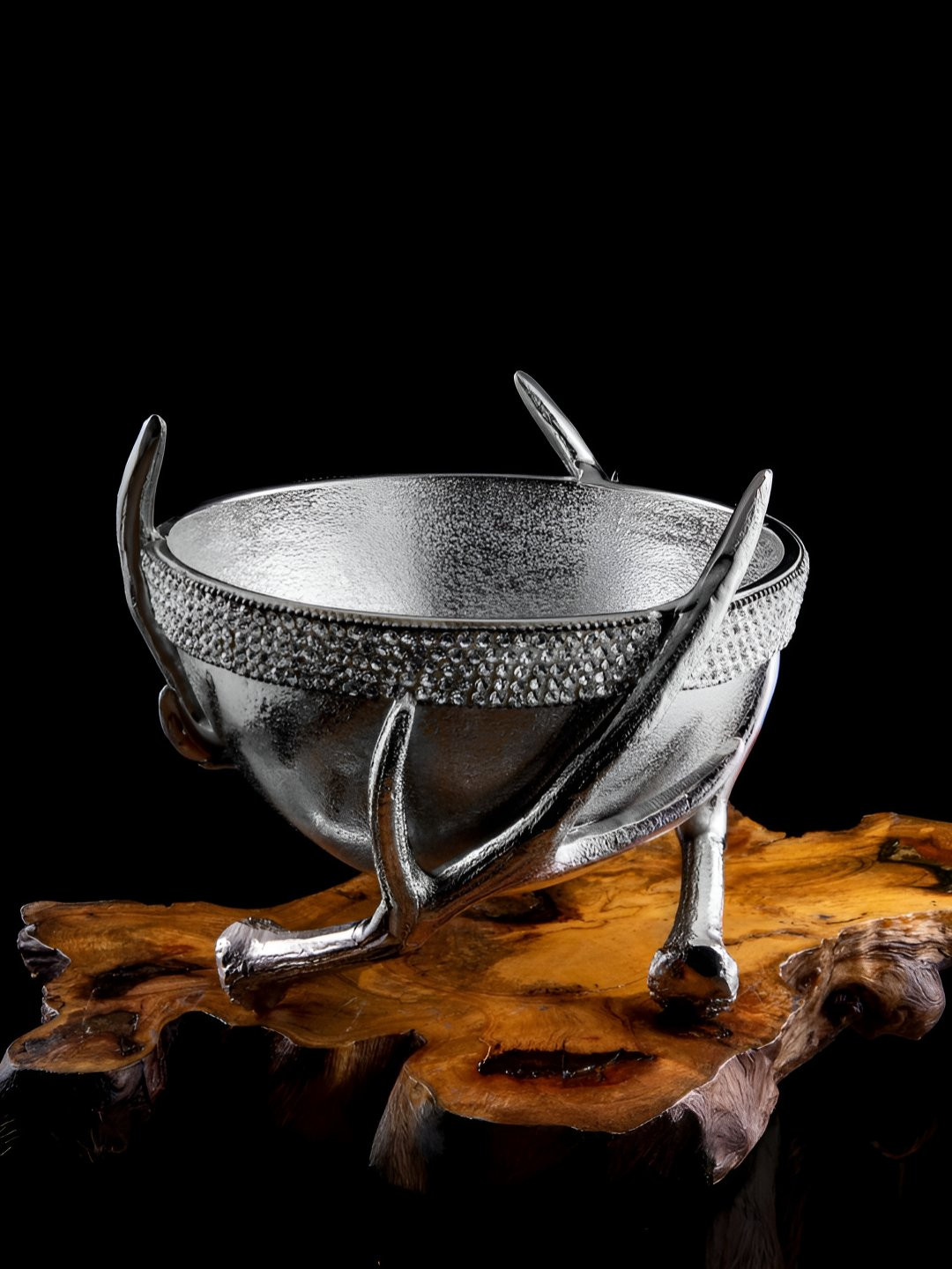 giBOX Silver-Toned Antler Freestanding Chiller & Ice Cube Bucket