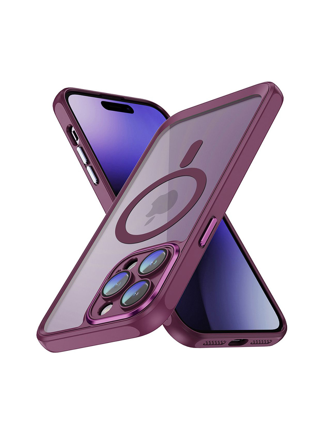 QRIOH iPhone 14 Pro Rose Red Hybrid Clear Case with Magsafe