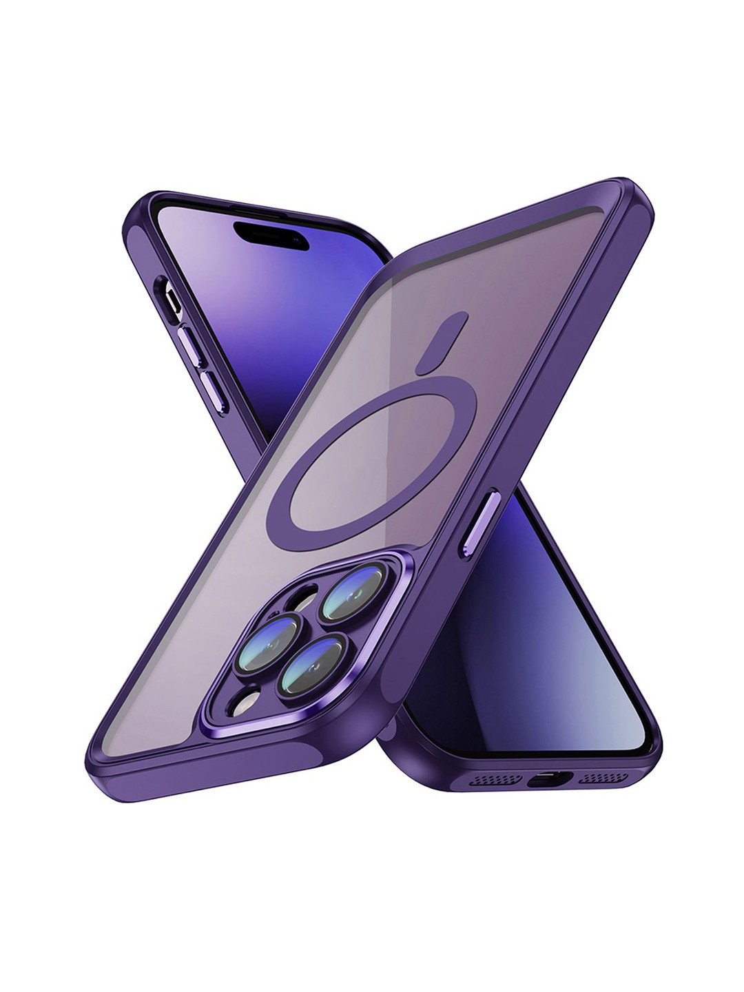QRIOH iPhone 15 Pro Max Deep Purple Hybrid Clear Case with Magsafe