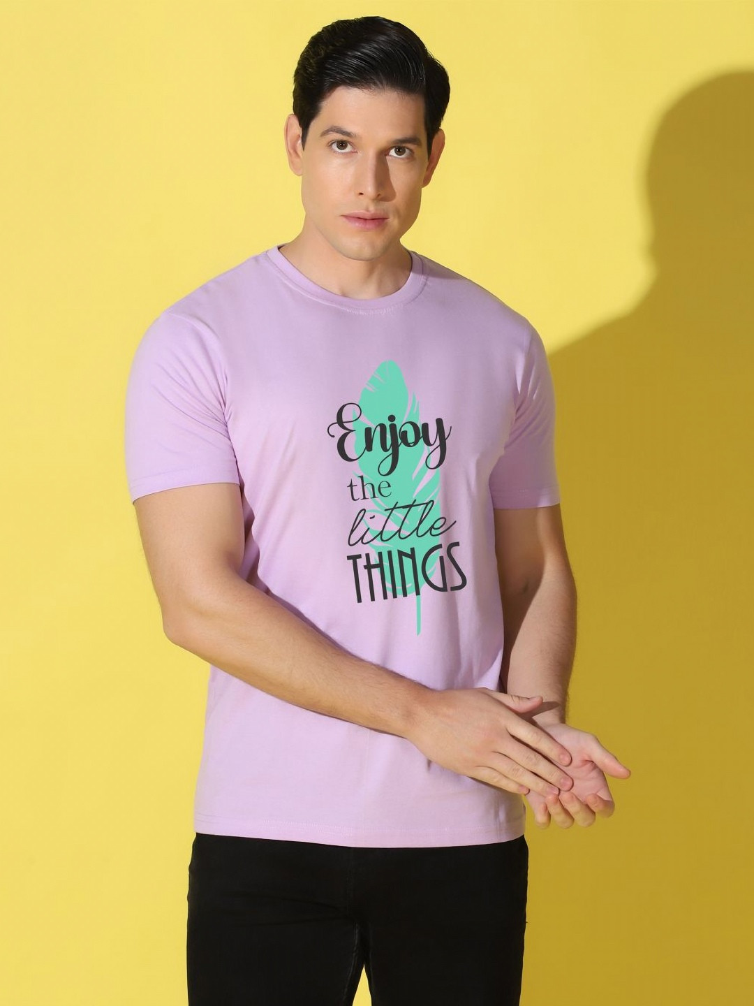 WOOSTRO Men Typography Printed Regular Fit T-shirt
