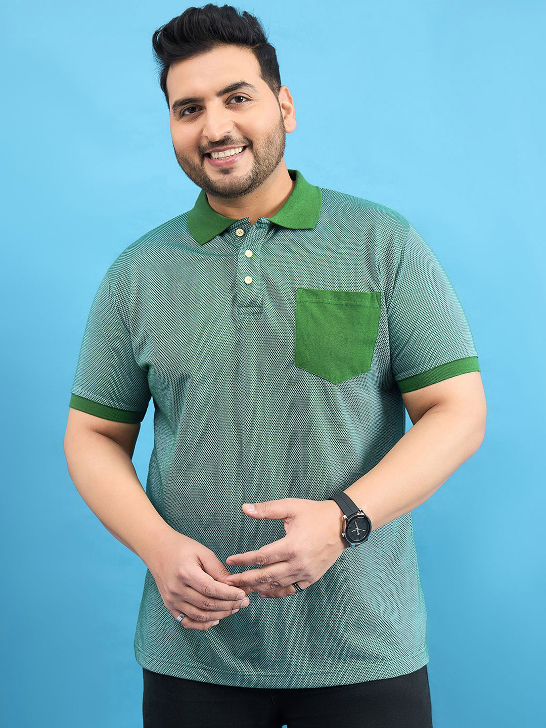 bigbanana Men Plus Size Polo Collar Anti Odour Pockets T-shirt
