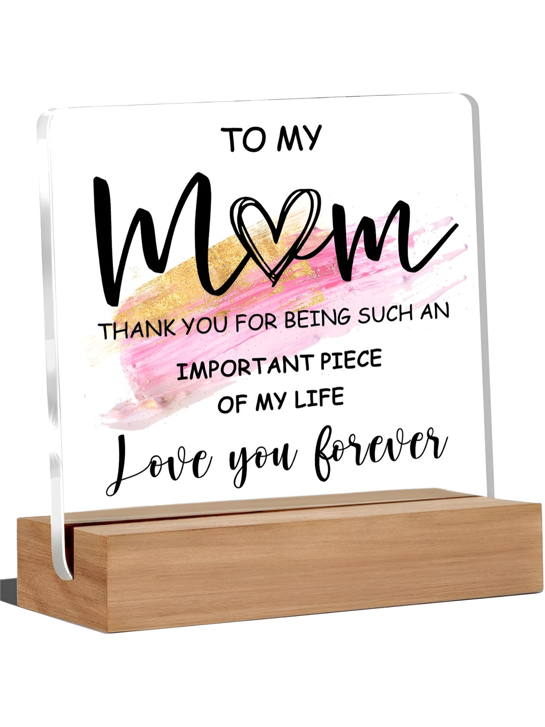 BS AMOR Thank You Gifts White Wood Natural Living Room Set of 2 Medium Showpieces - 5 Inches