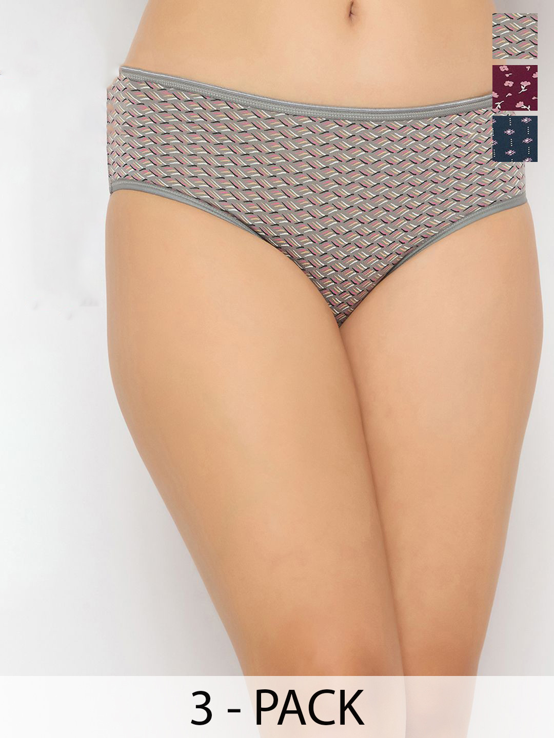 Clovia Pack Of 3 Printed Cotton Hipster Briefs PN5202B25L