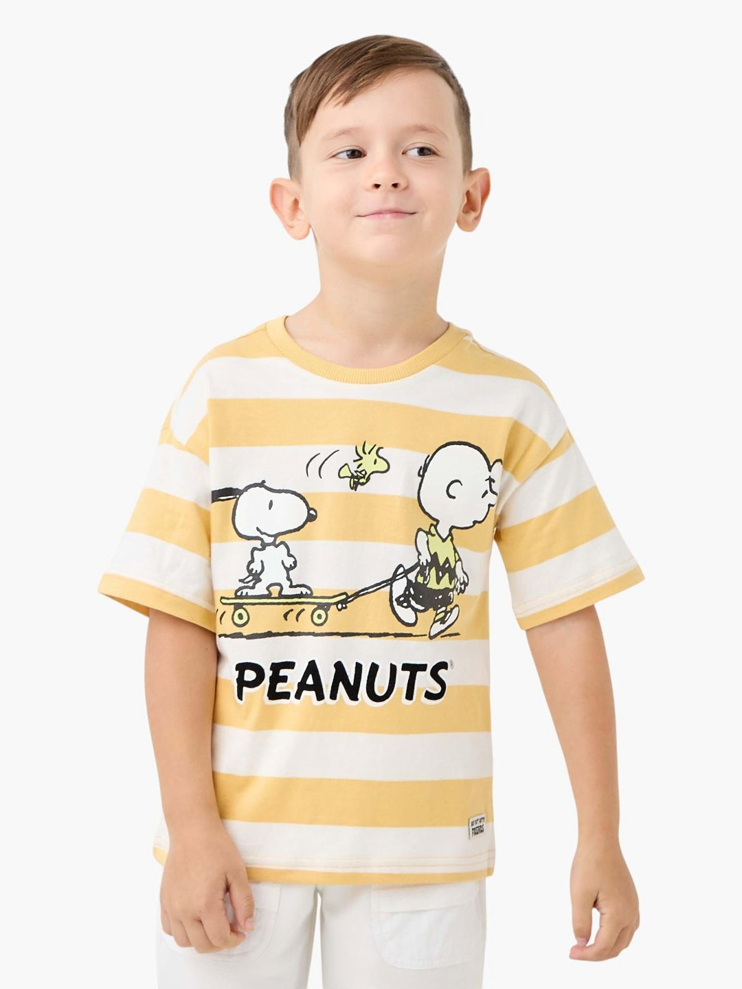 Juniors by Babyshop Boys Striped Extended Sleeves Applique T-shirt