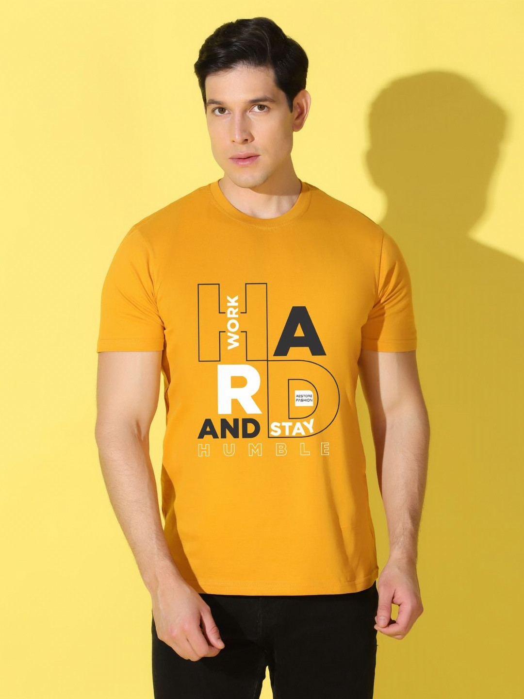 WOOSTRO Men Typography Printed Regular Fit T-shirt